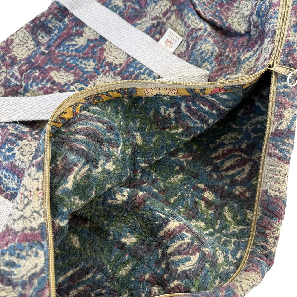 Sac week-end femme Kantha Bagru en coton artisanal vintage sac de voyage bohème Maison Bahan