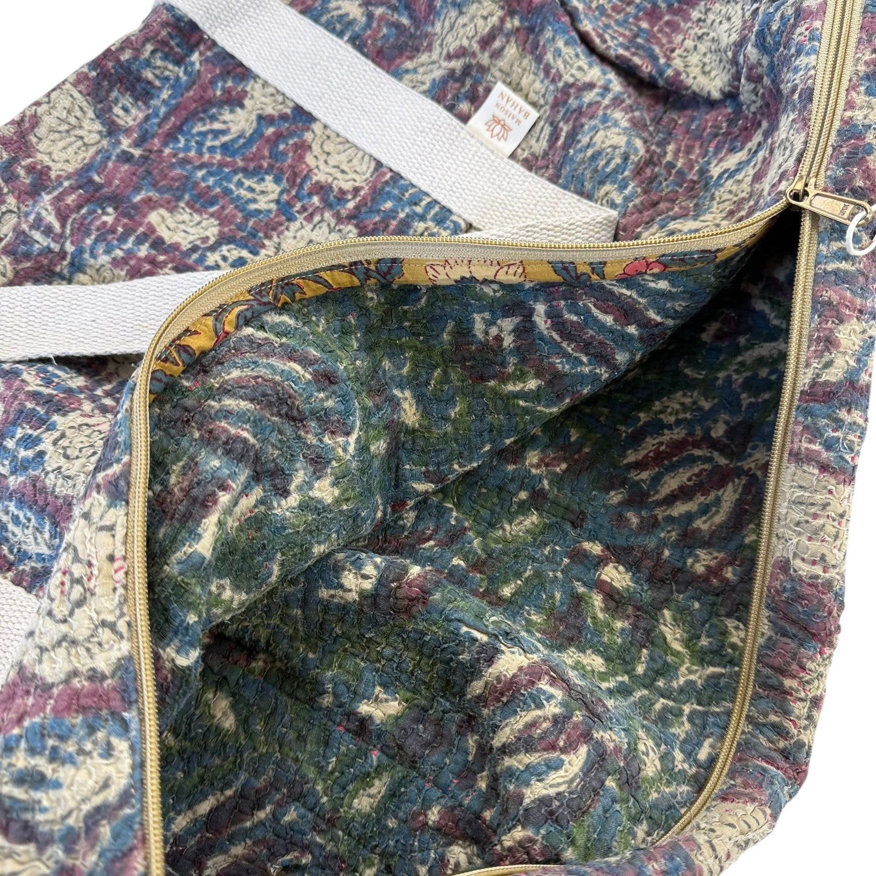 Sac week-end femme Kantha Bagru en coton artisanal vintage sac de voyage bohème Maison Bahan