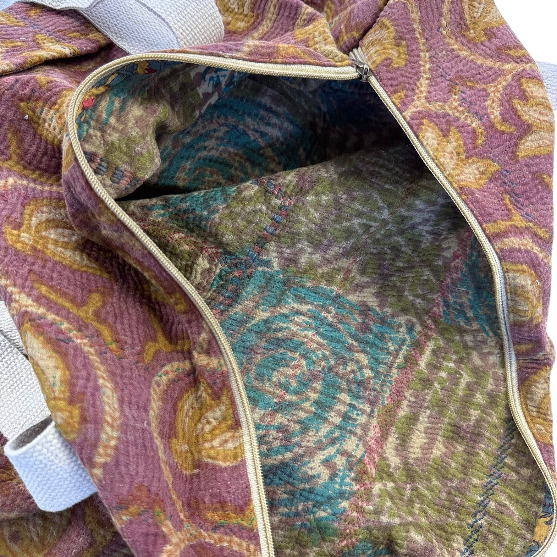 Sac week-end femme Kantha Bagru en coton artisanal vintage sac de voyage bohème Maison Bahan