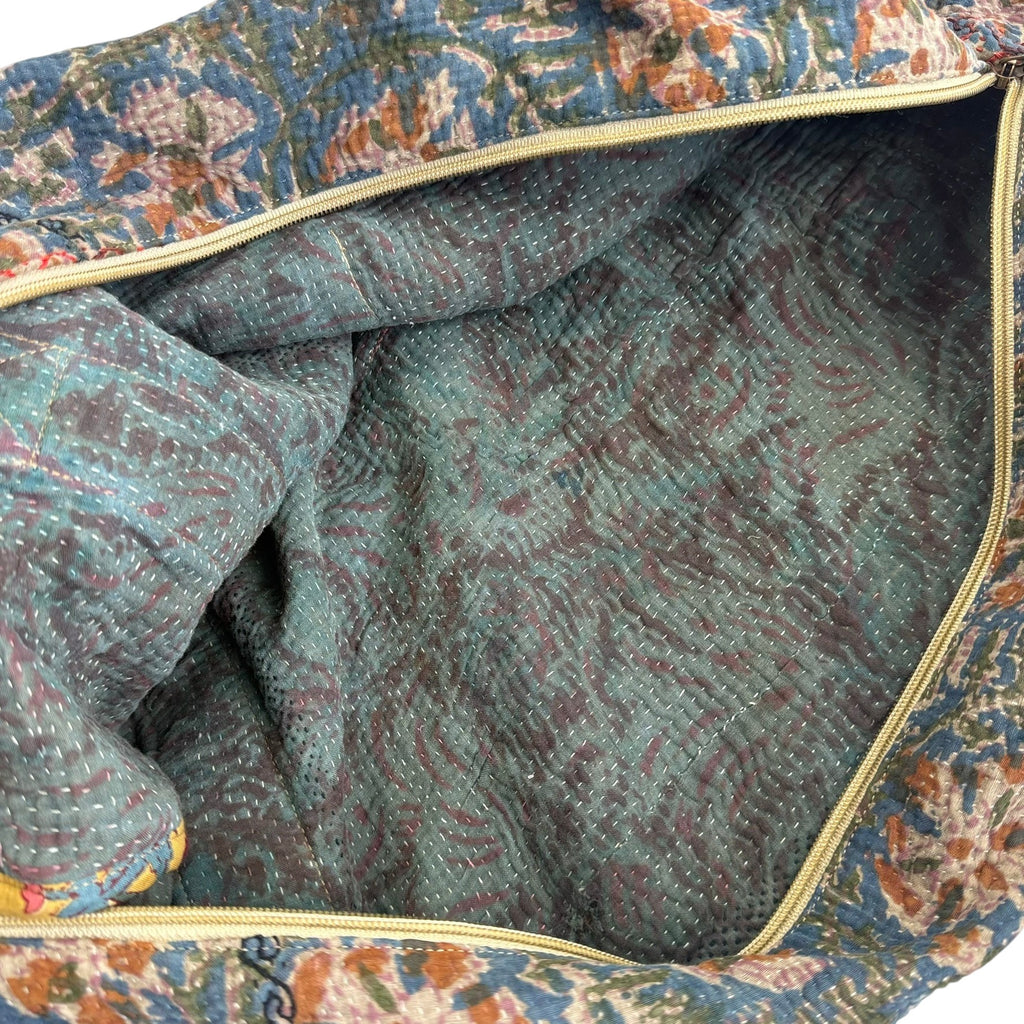 Sac week-end femme Kantha Bagru en coton artisanal vintage sac de voyage bohème Maison Bahan