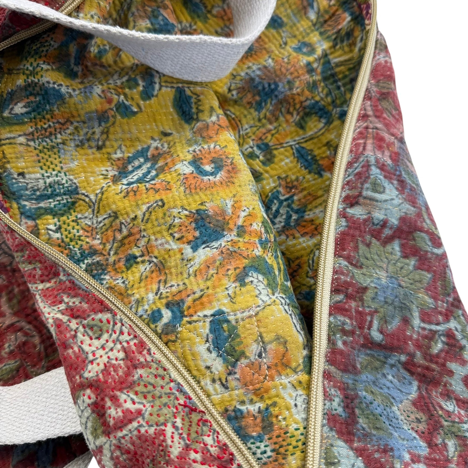 Sac week-end femme Kantha Bagru en coton artisanal vintage sac de voyage bohème Maison Bahan