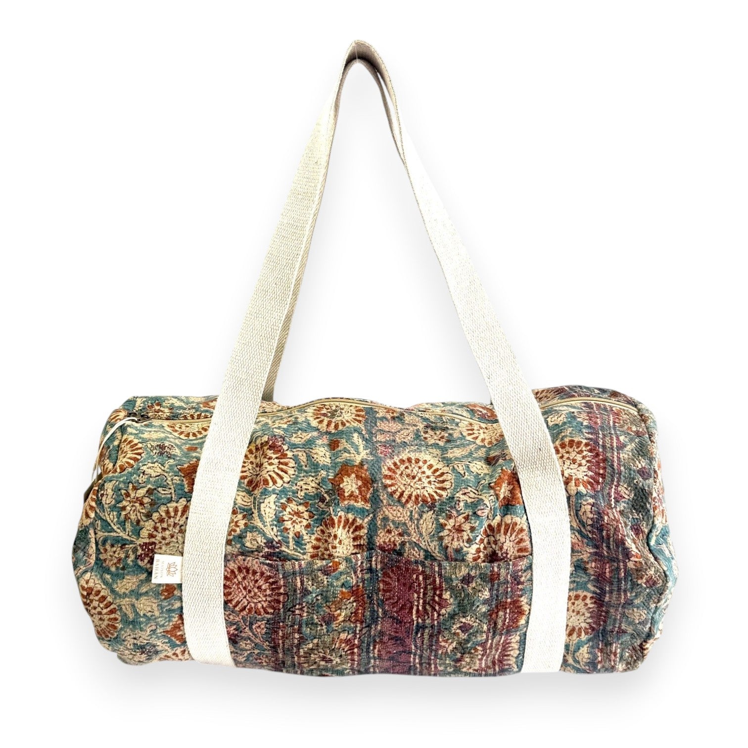 Sac week-end femme Kantha Bagru en coton artisanal vintage sac de voyage bohème Maison Bahan