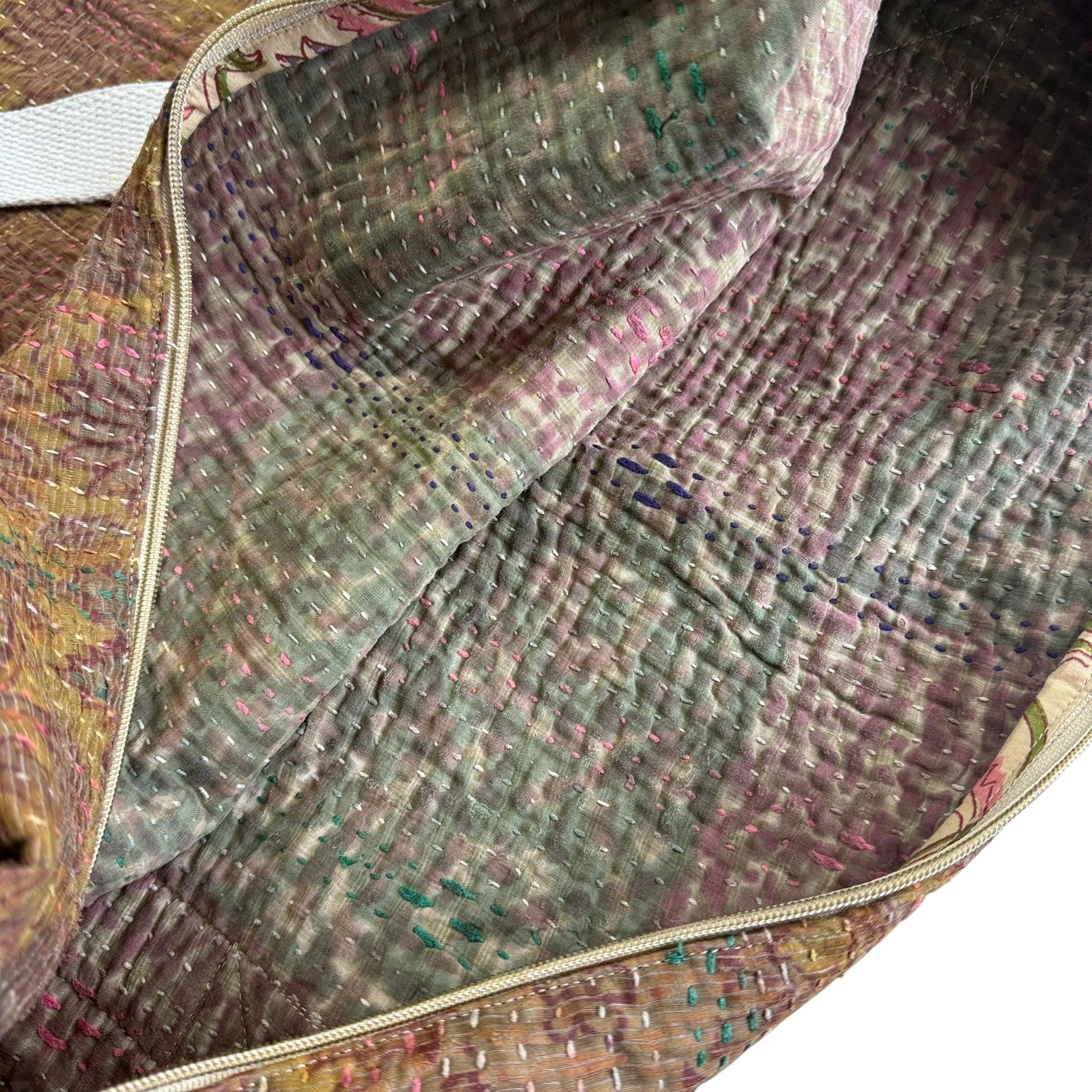Sac week-end femme Kantha Bagru en coton artisanal vintage sac de voyage bohème Maison Bahan