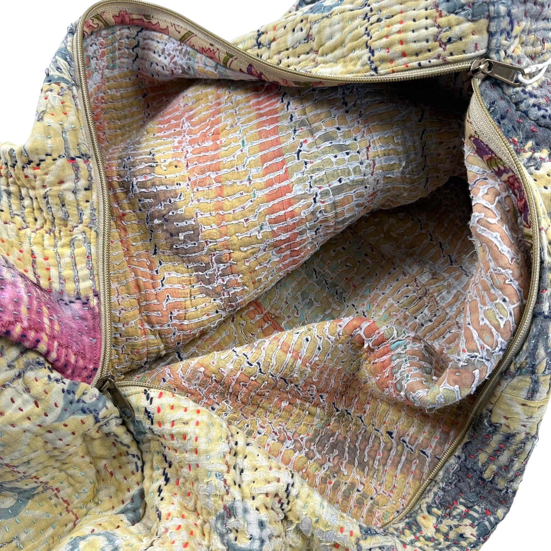 Sac week-end femme Kantha Bagru en coton artisanal vintage sac de voyage bohème Maison Bahan