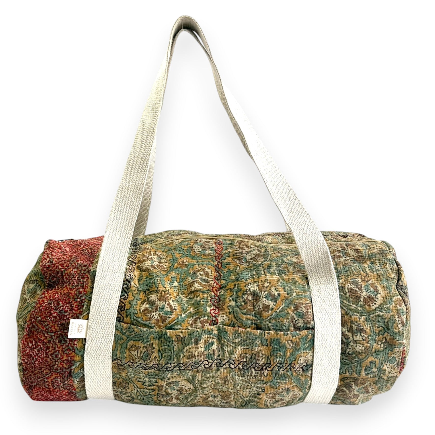 Sac week-end femme Kantha Bagru en coton artisanal vintage sac de voyage bohème Maison Bahan