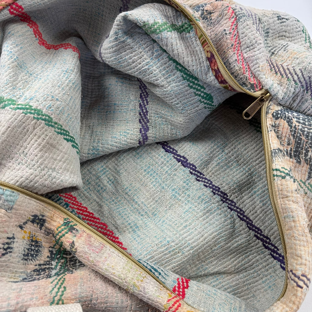 Sac week-end femme Kantha Bagru en coton artisanal vintage sac de voyage bohème Maison Bahan