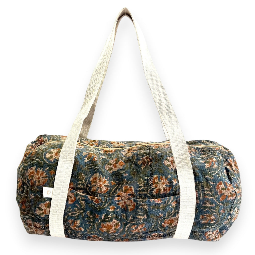 Sac week-end femme Kantha Bagru en coton artisanal vintage sac de voyage bohème Maison Bahan