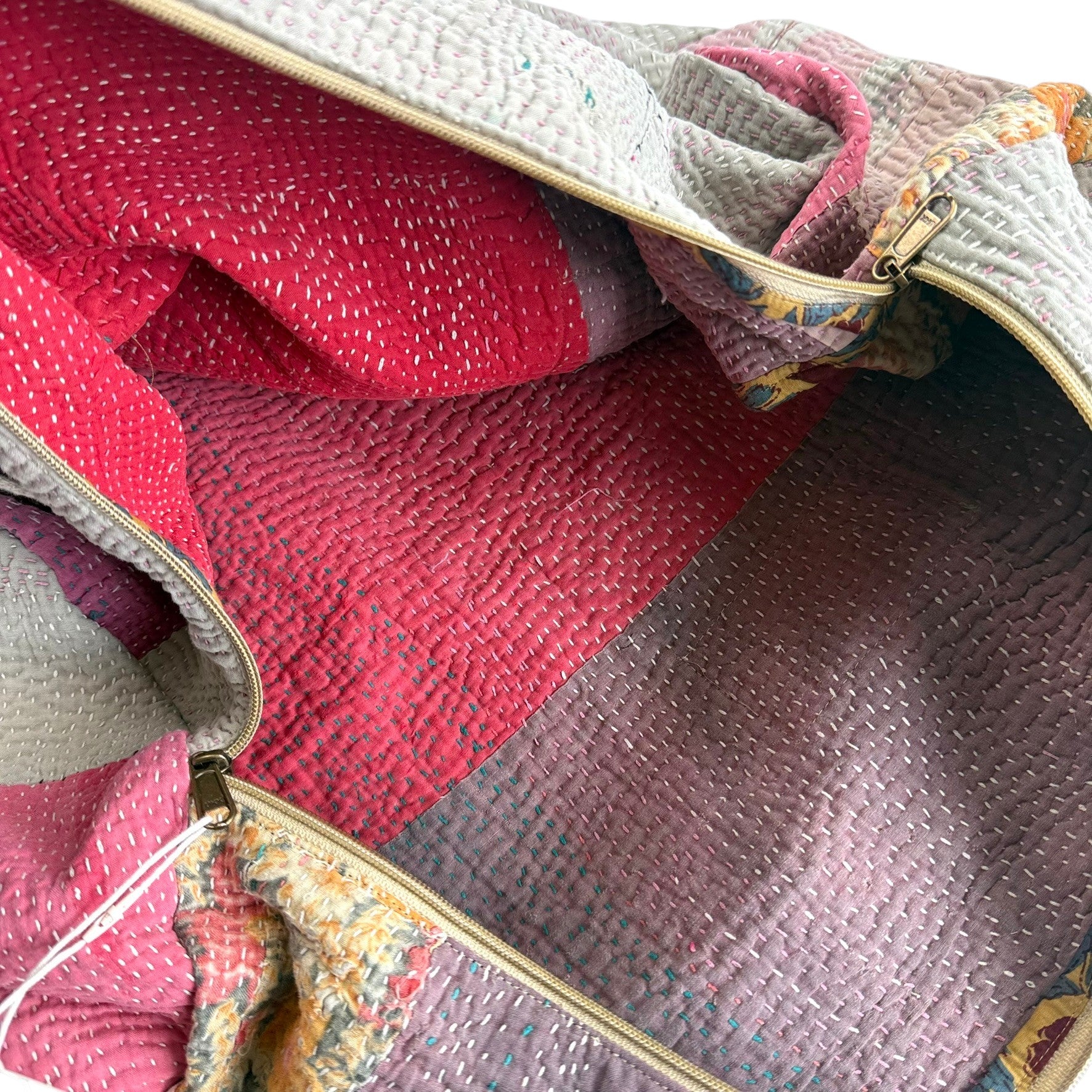 Sac week-end femme Kantha Bagru en coton artisanal vintage sac de voyage bohème Maison Bahan