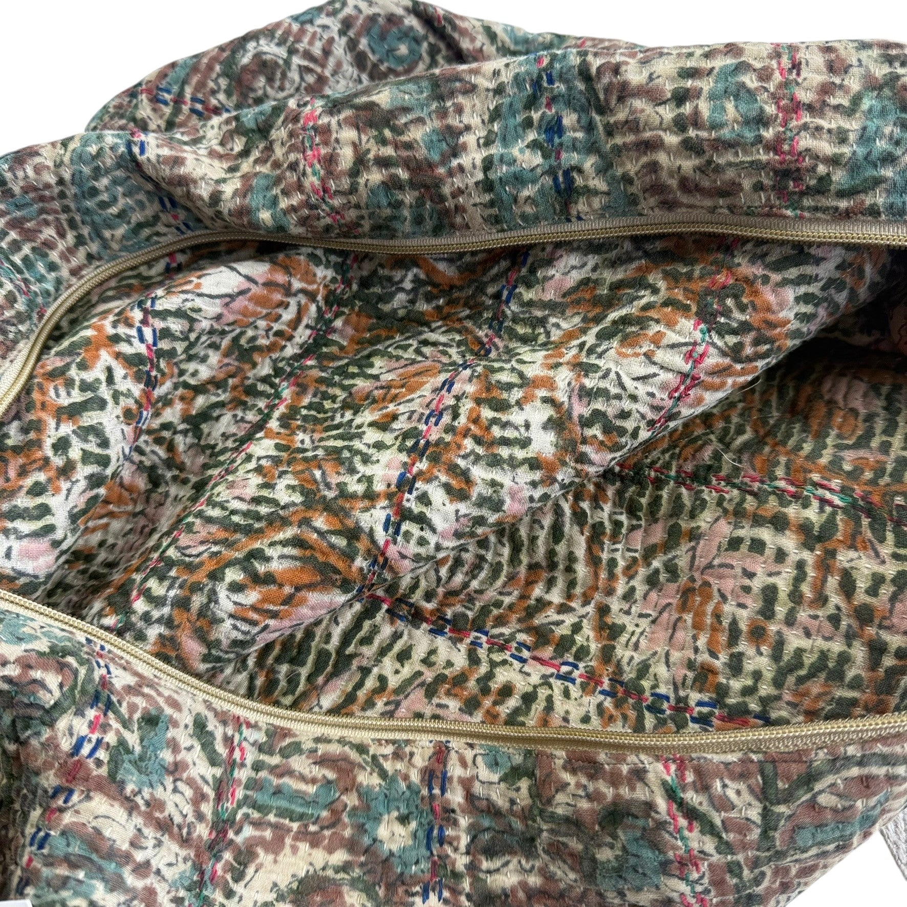 Sac week-end femme Kantha Bagru en coton artisanal vintage sac de voyage bohème Maison Bahan