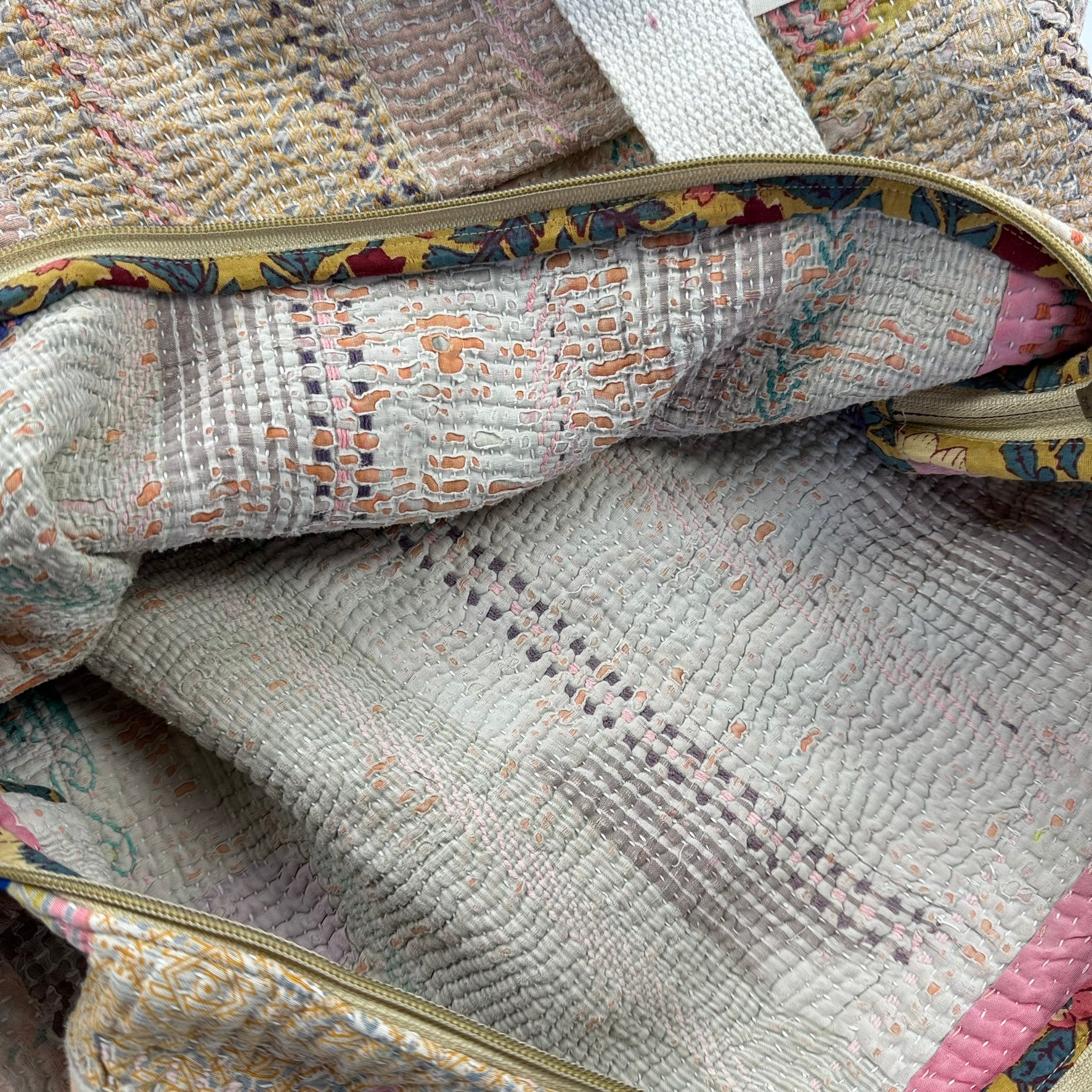 Sac week-end femme Kantha Bagru en coton artisanal vintage sac de voyage bohème Maison Bahan