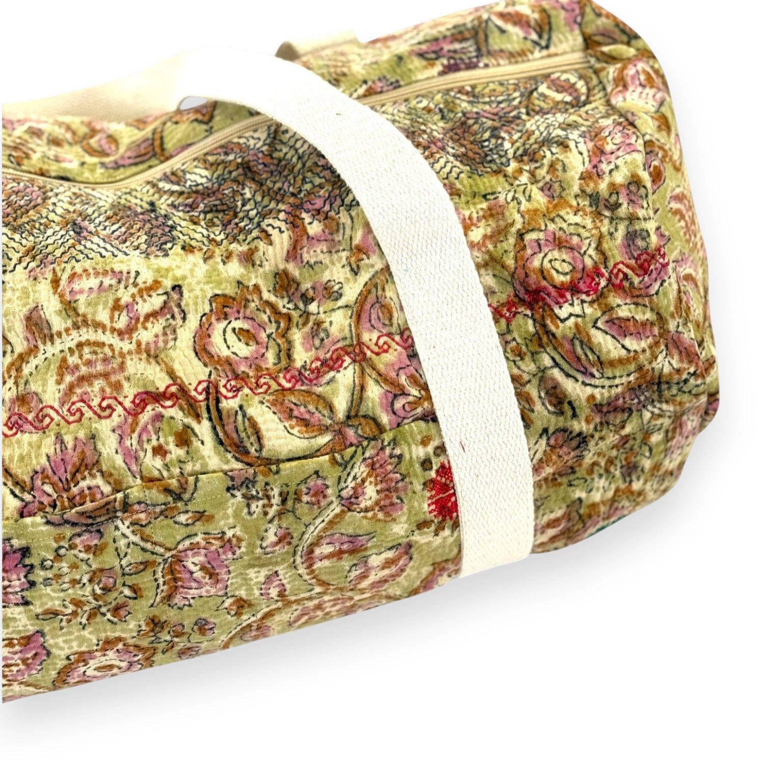 Sac week-end femme Kantha Bagru en coton artisanal vintage sac de voyage bohème Maison Bahan