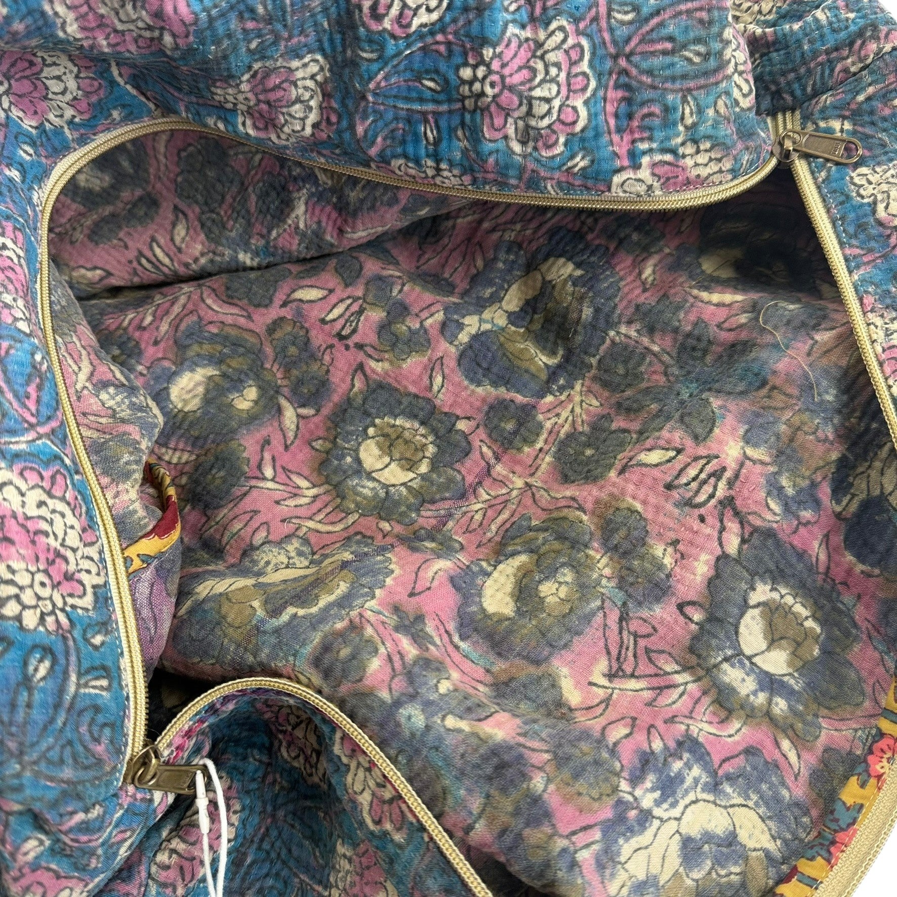 Sac week-end femme Kantha Bagru en coton artisanal vintage sac de voyage bohème Maison Bahan