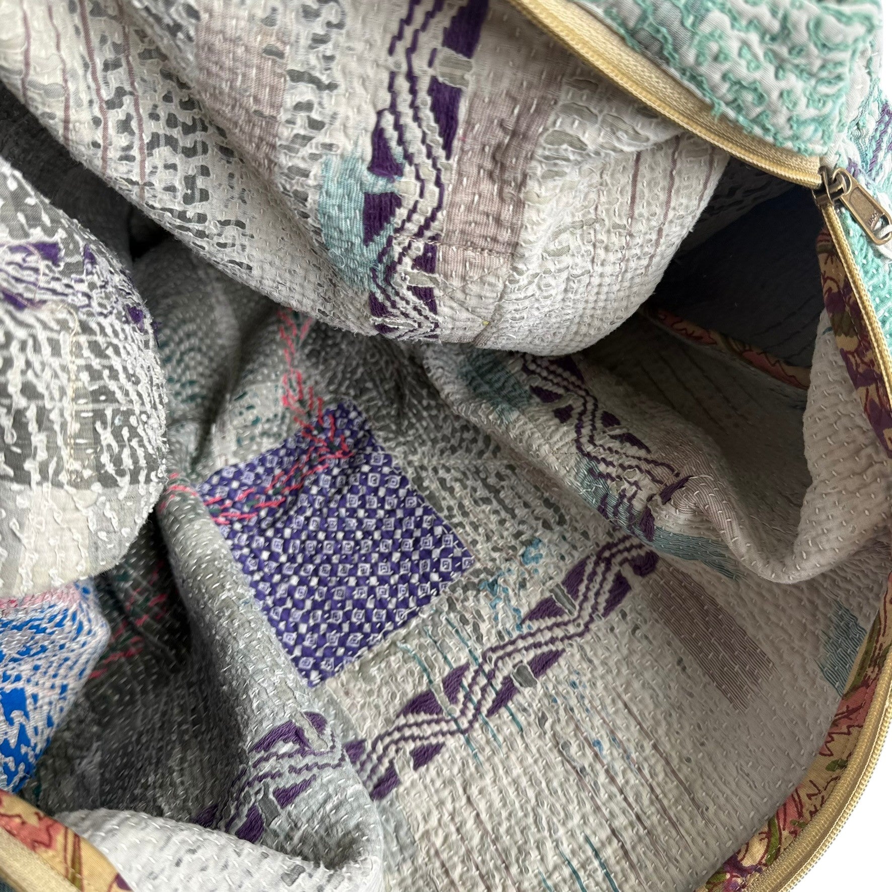 Sac week-end femme Kantha Bagru en coton artisanal vintage sac de voyage bohème Maison Bahan