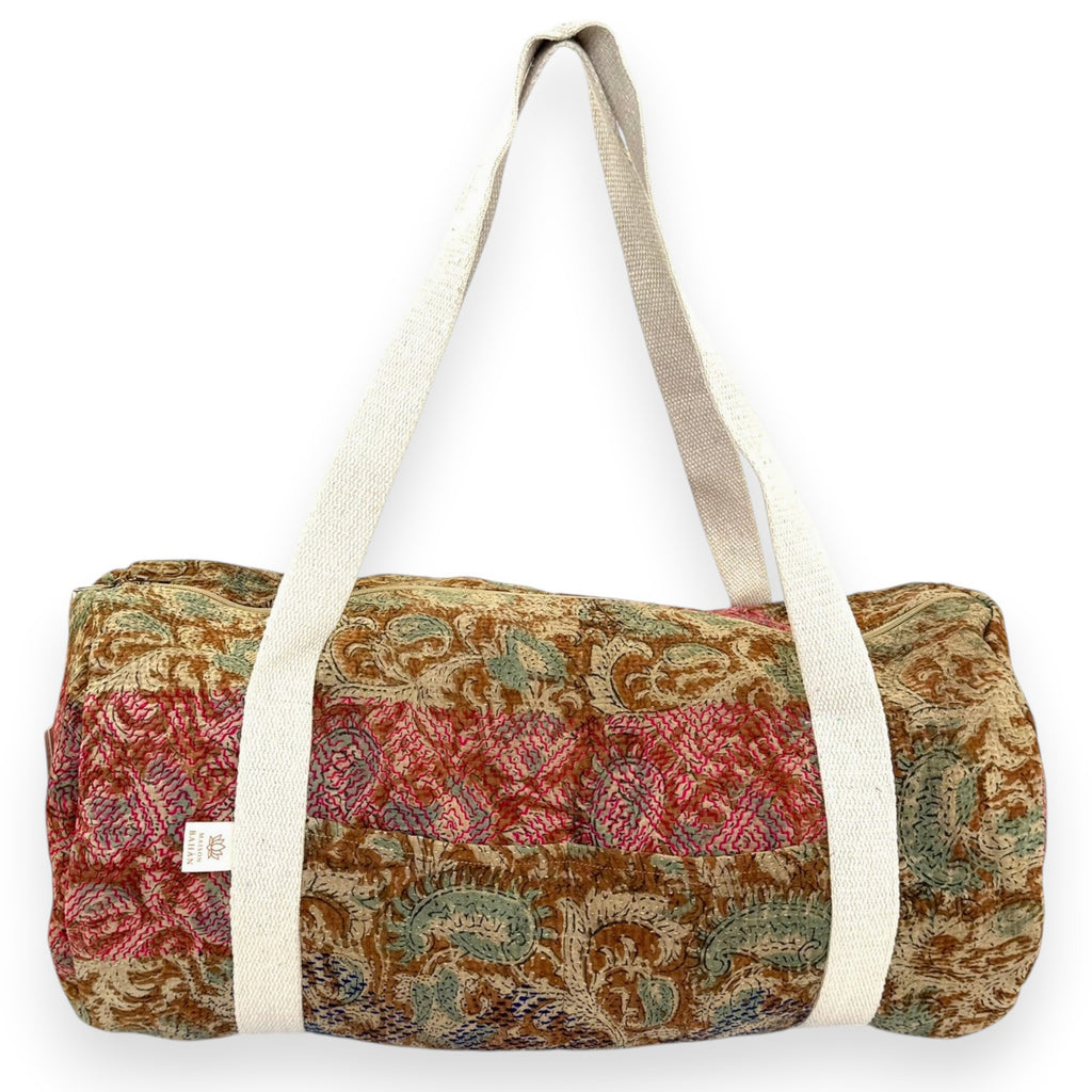 Sac week-end femme Kantha Bagru en coton artisanal vintage sac de voyage bohème Maison Bahan