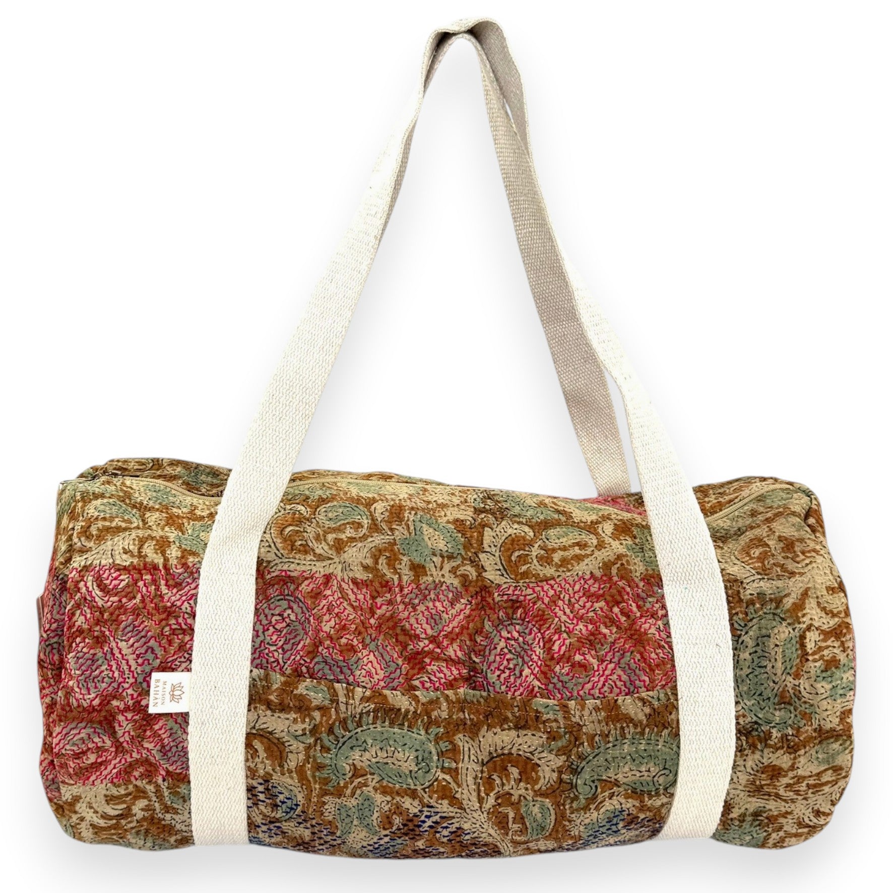 Sac week-end femme Kantha Bagru en coton artisanal vintage sac de voyage bohème Maison Bahan