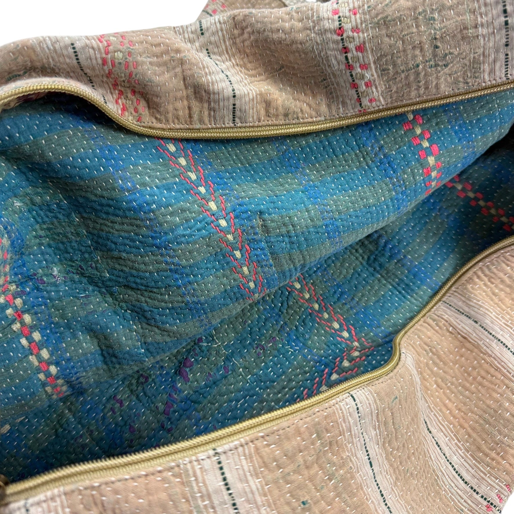 Sac week-end femme Kantha Bagru en coton artisanal vintage sac de voyage bohème Maison Bahan