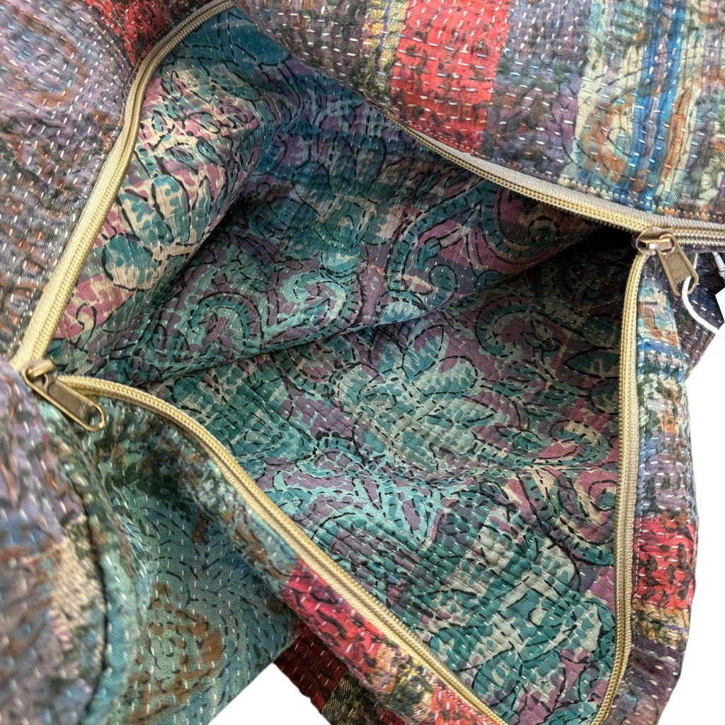 Sac week-end femme Kantha Bagru en coton artisanal vintage sac de voyage bohème Maison Bahan