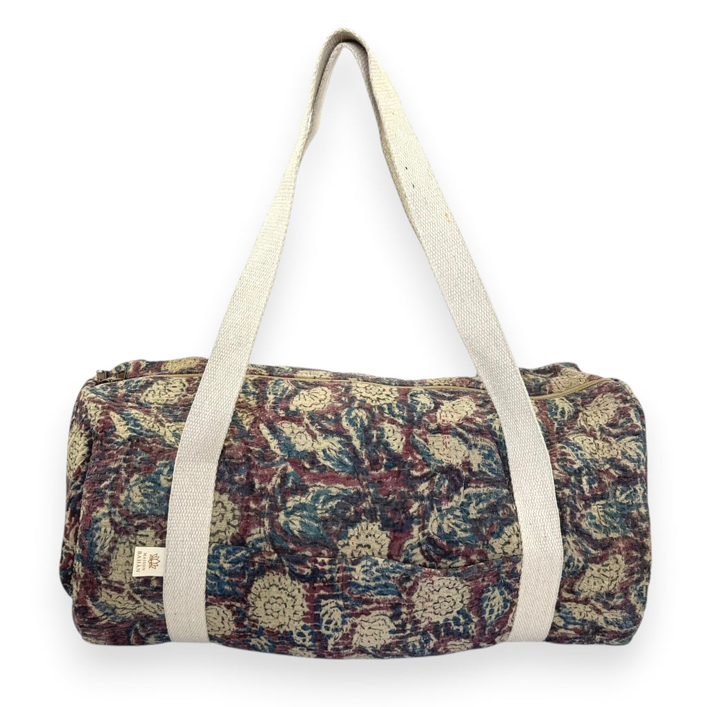 Sac week-end femme Kantha Bagru en coton artisanal vintage sac de voyage bohème Maison Bahan