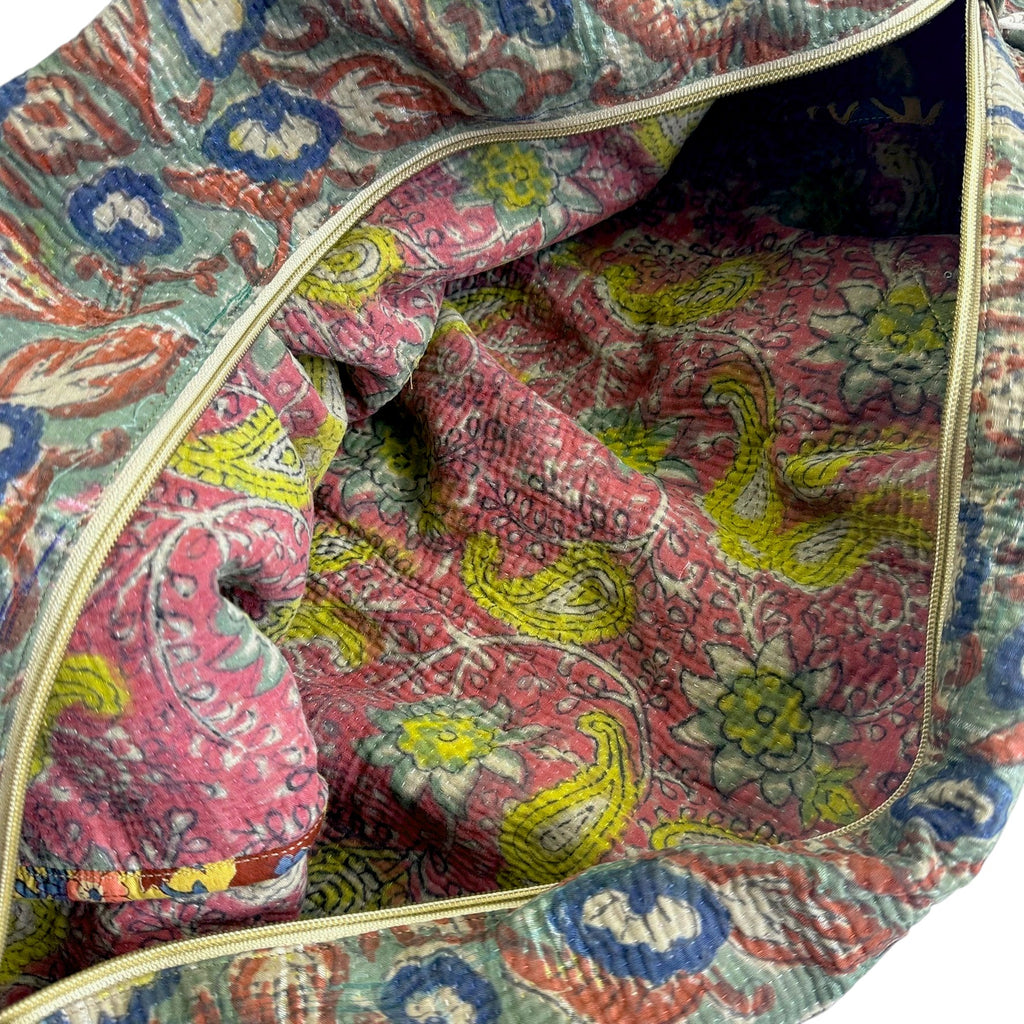Sac week-end femme Kantha Bagru en coton artisanal vintage sac de voyage bohème Maison Bahan