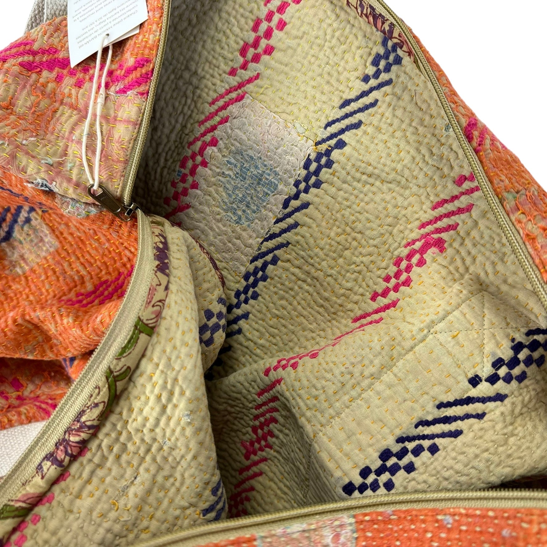 Sac week-end femme Kantha Bagru en coton artisanal vintage sac de voyage bohème Maison Bahan