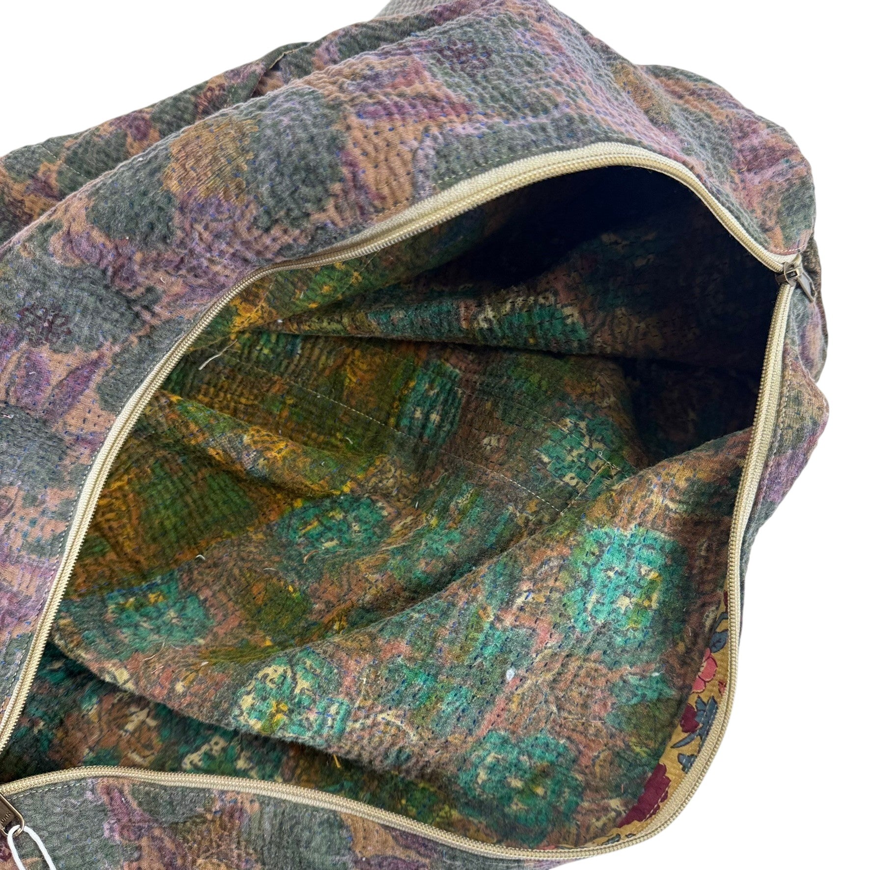 Sac week-end femme Kantha Bagru en coton artisanal vintage sac de voyage bohème Maison Bahan