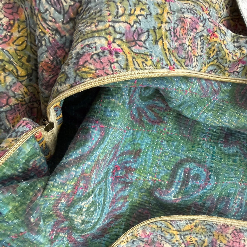 Sac week-end femme Kantha Bagru en coton artisanal vintage sac de voyage bohème Maison Bahan
