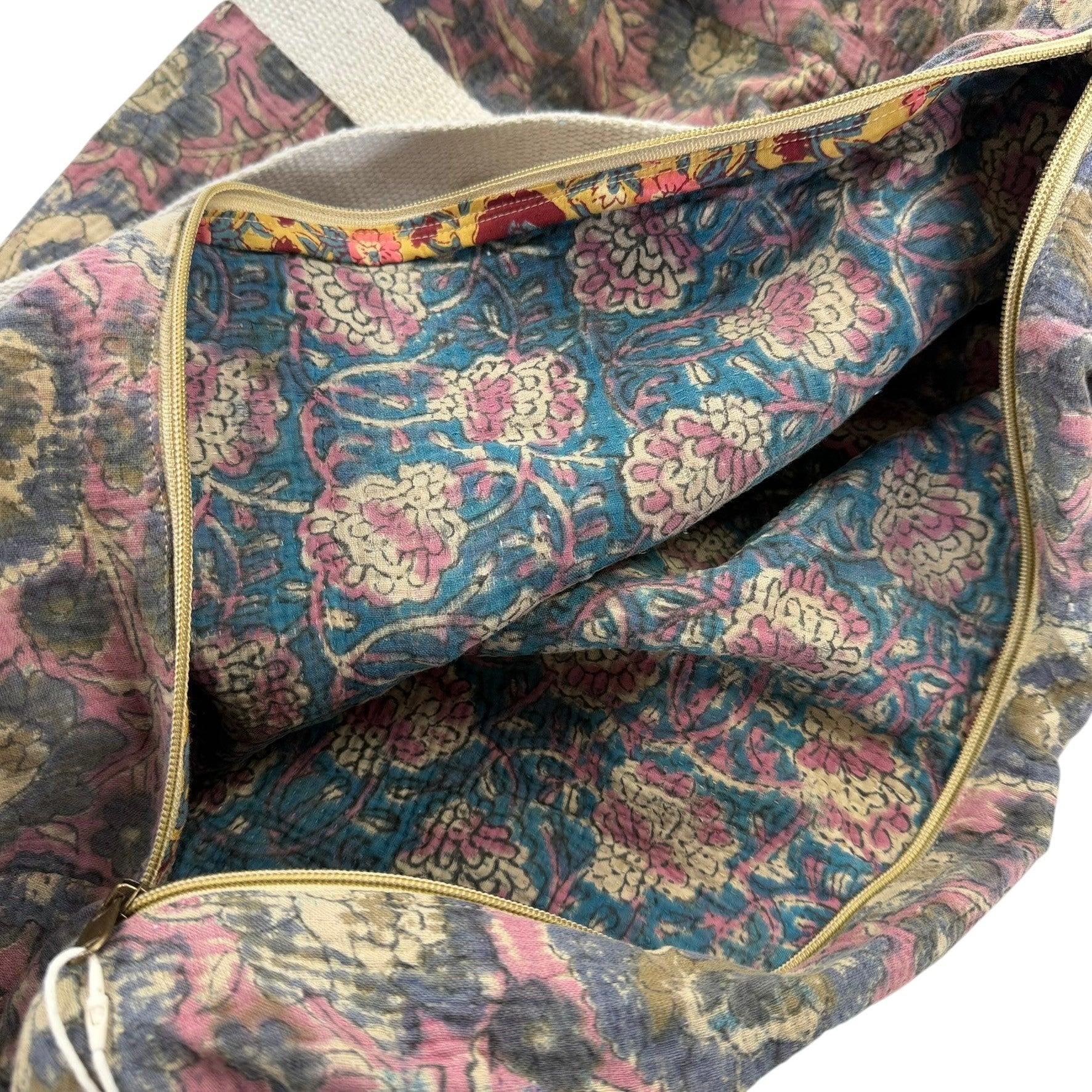Sac week-end femme Kantha Bagru en coton artisanal vintage sac de voyage bohème Maison Bahan