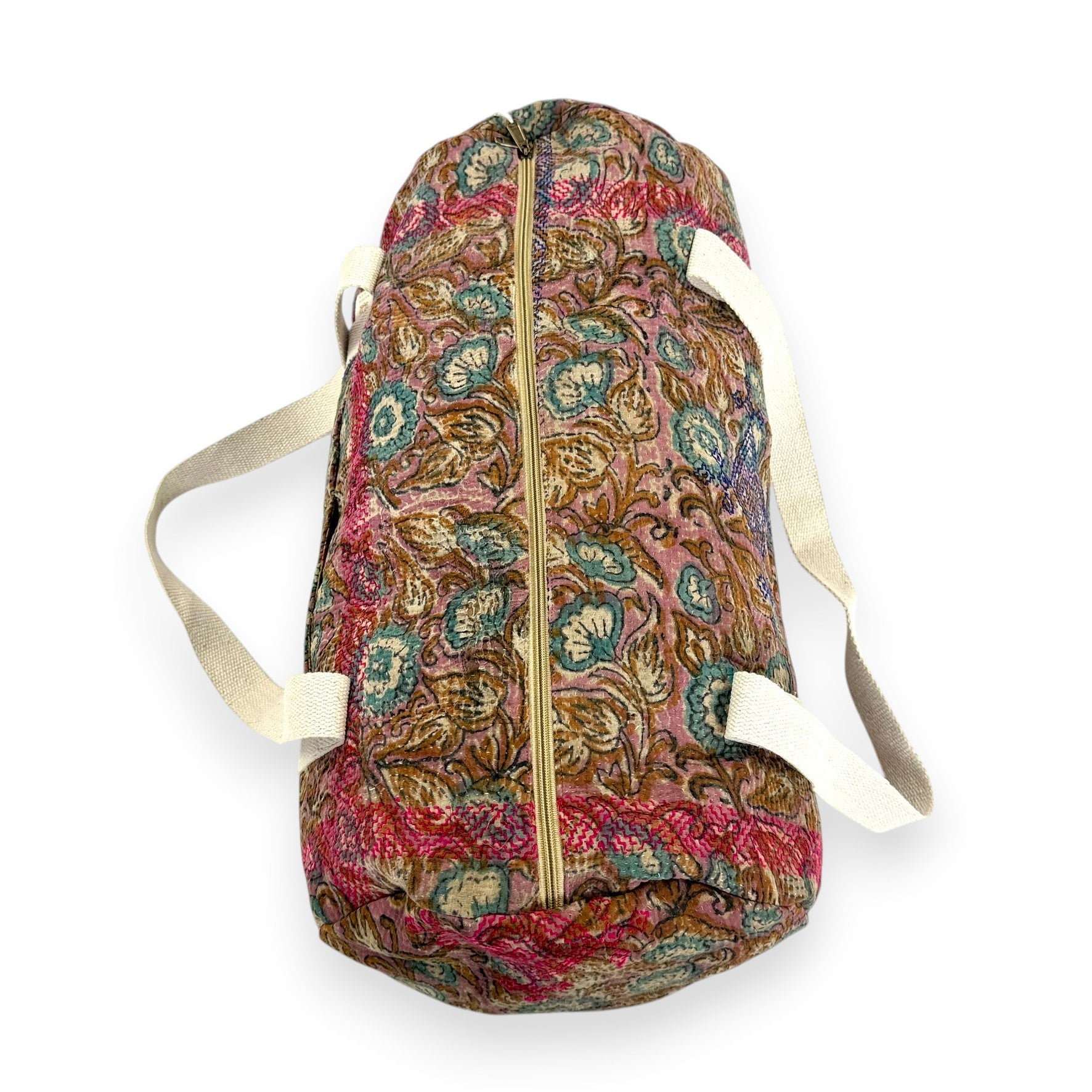 Sac week-end femme Kantha Bagru en coton artisanal vintage sac de voyage bohème Maison Bahan