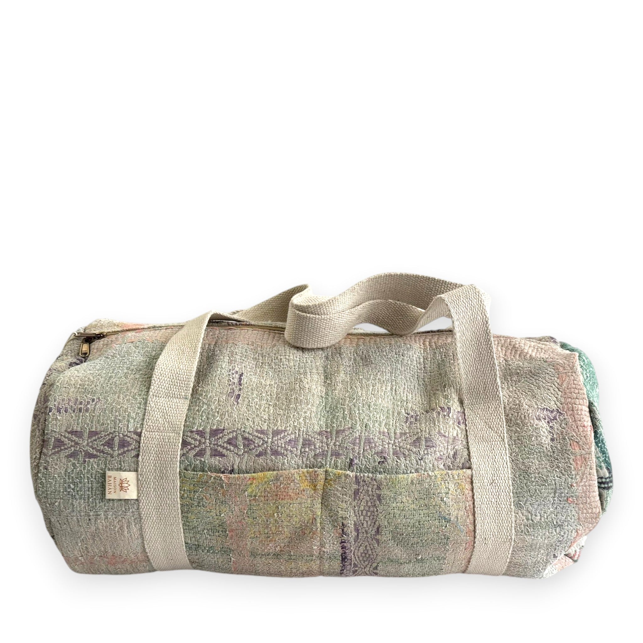 Sac week-end femme Kantha Bagru en coton artisanal vintage sac de voyage bohème Maison Bahan
