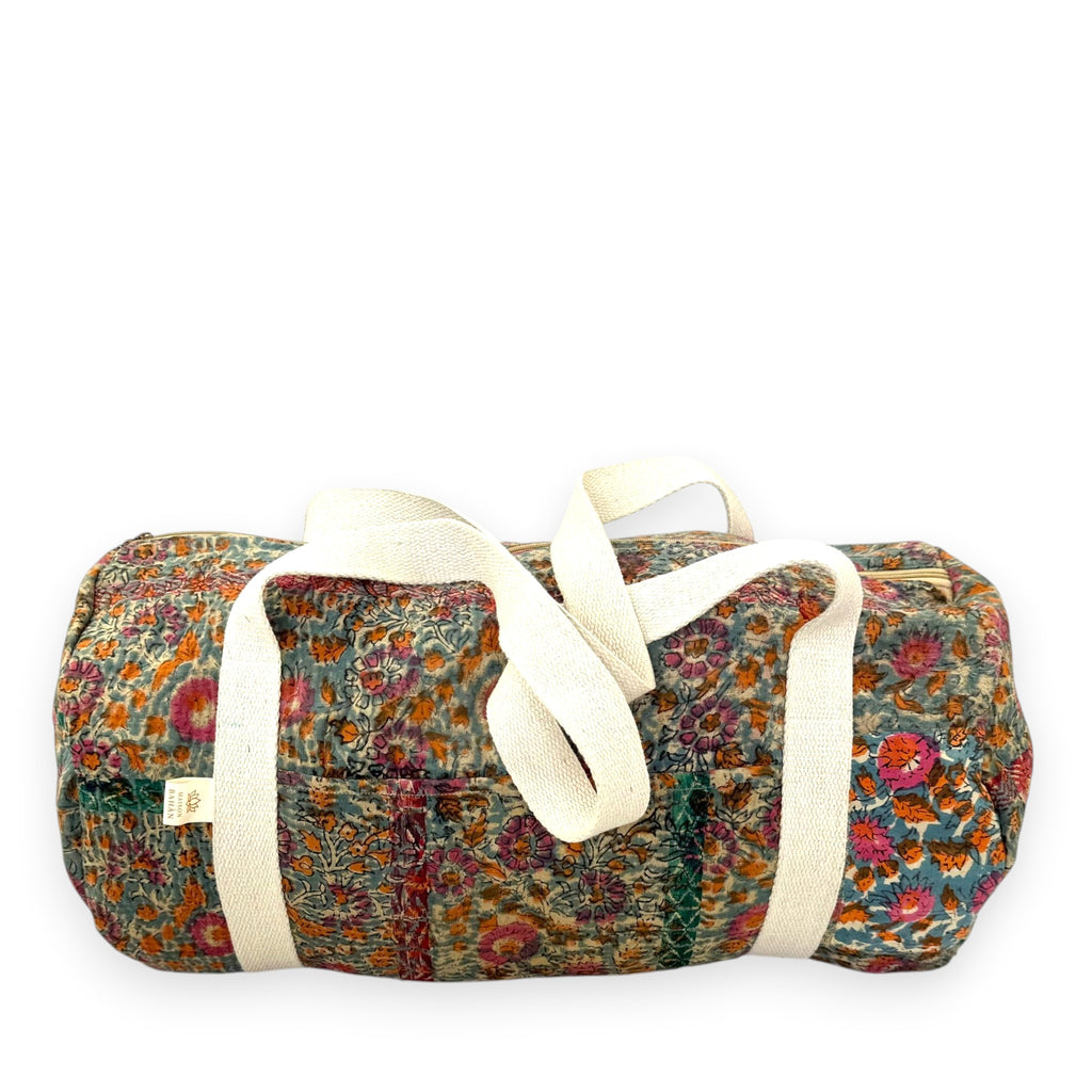 Sac week-end femme Kantha Bagru en coton artisanal vintage sac de voyage bohème Maison Bahan