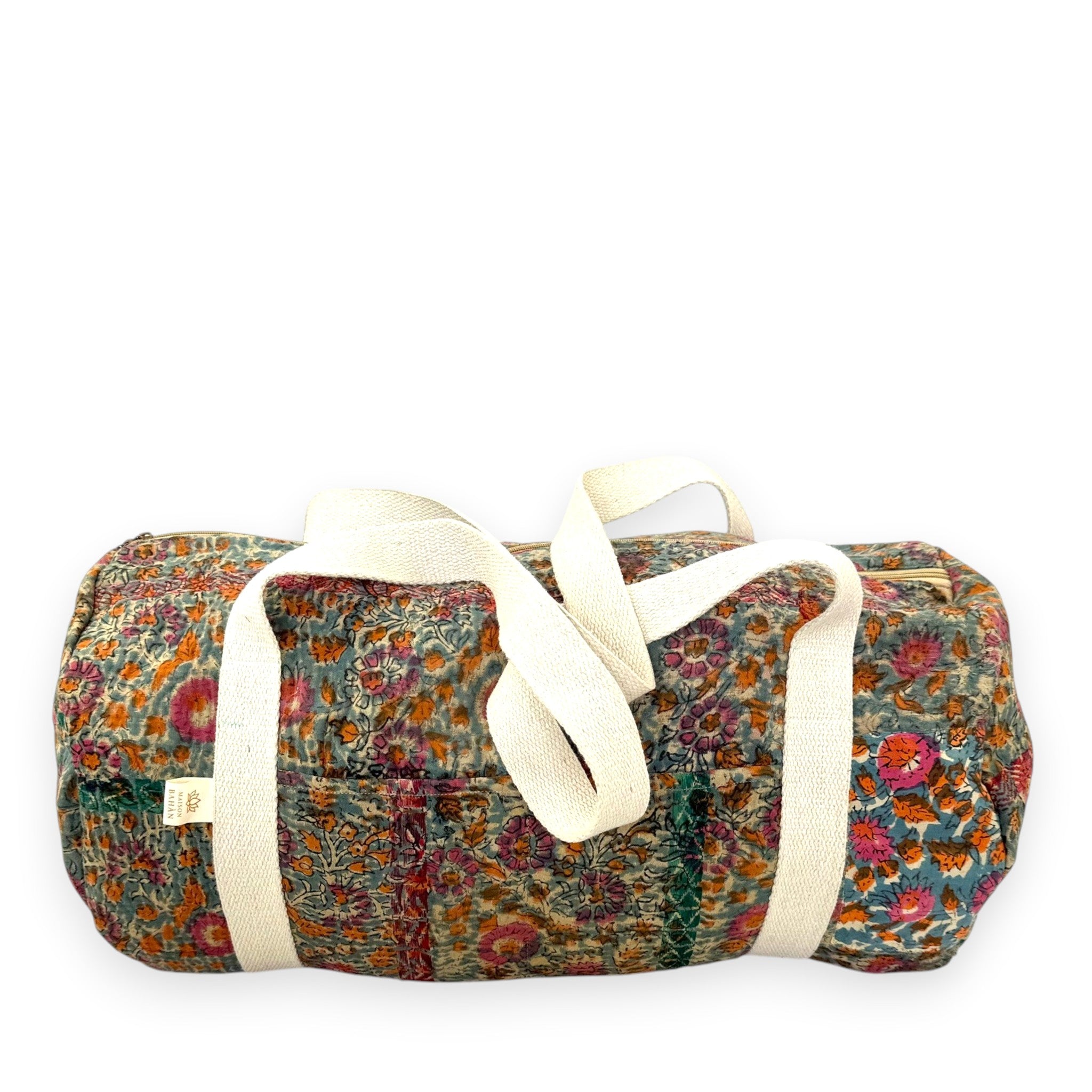 Sac week-end femme Kantha Bagru en coton artisanal vintage sac de voyage bohème Maison Bahan
