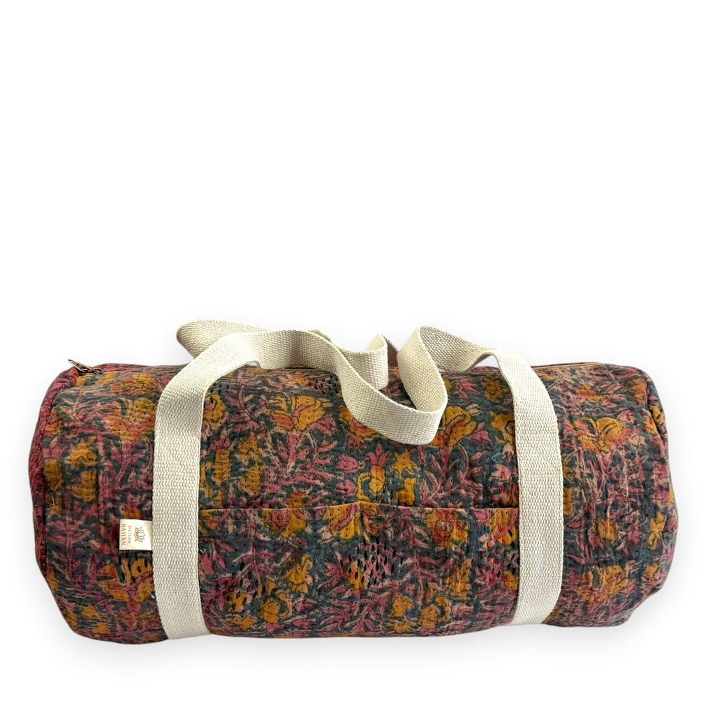 Sac week-end femme Kantha Bagru en coton artisanal vintage sac de voyage bohème Maison Bahan