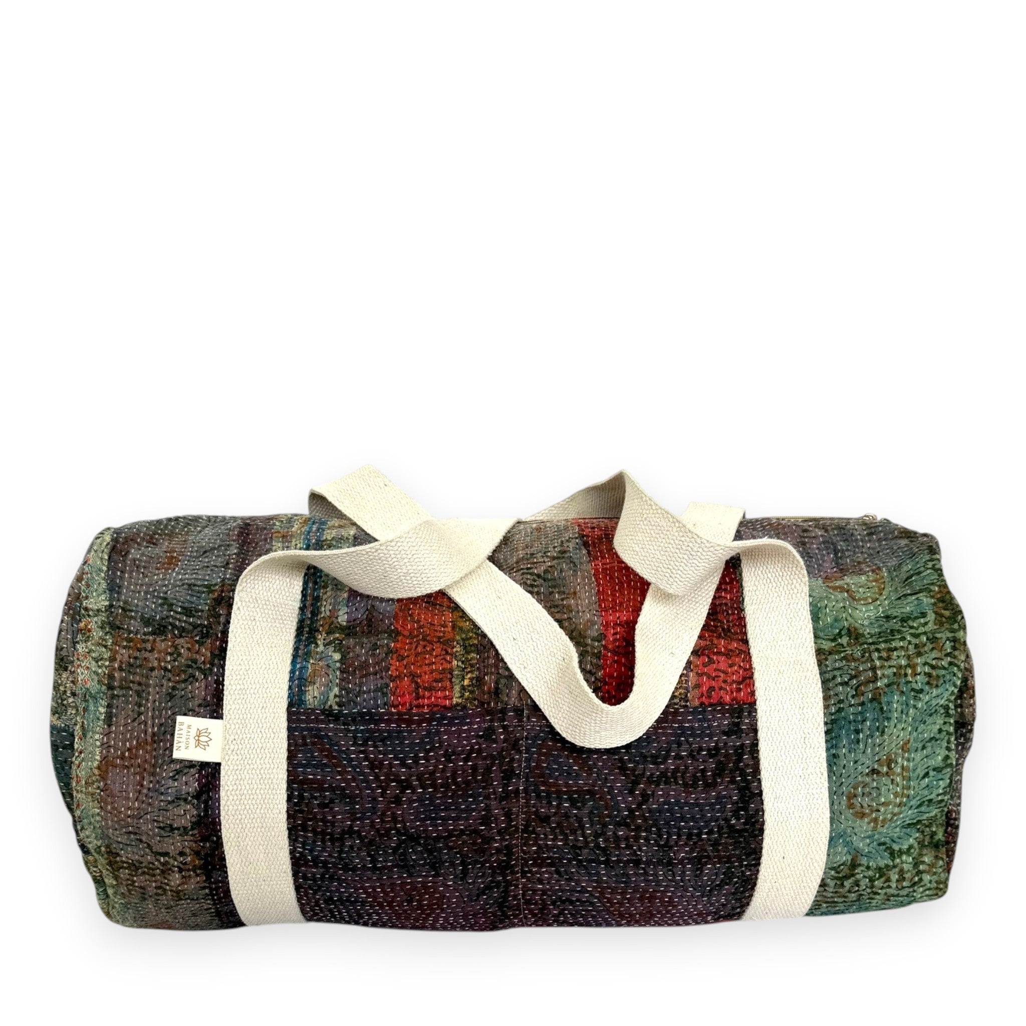 Sac week-end femme Kantha Bagru en coton artisanal vintage sac de voyage bohème Maison Bahan