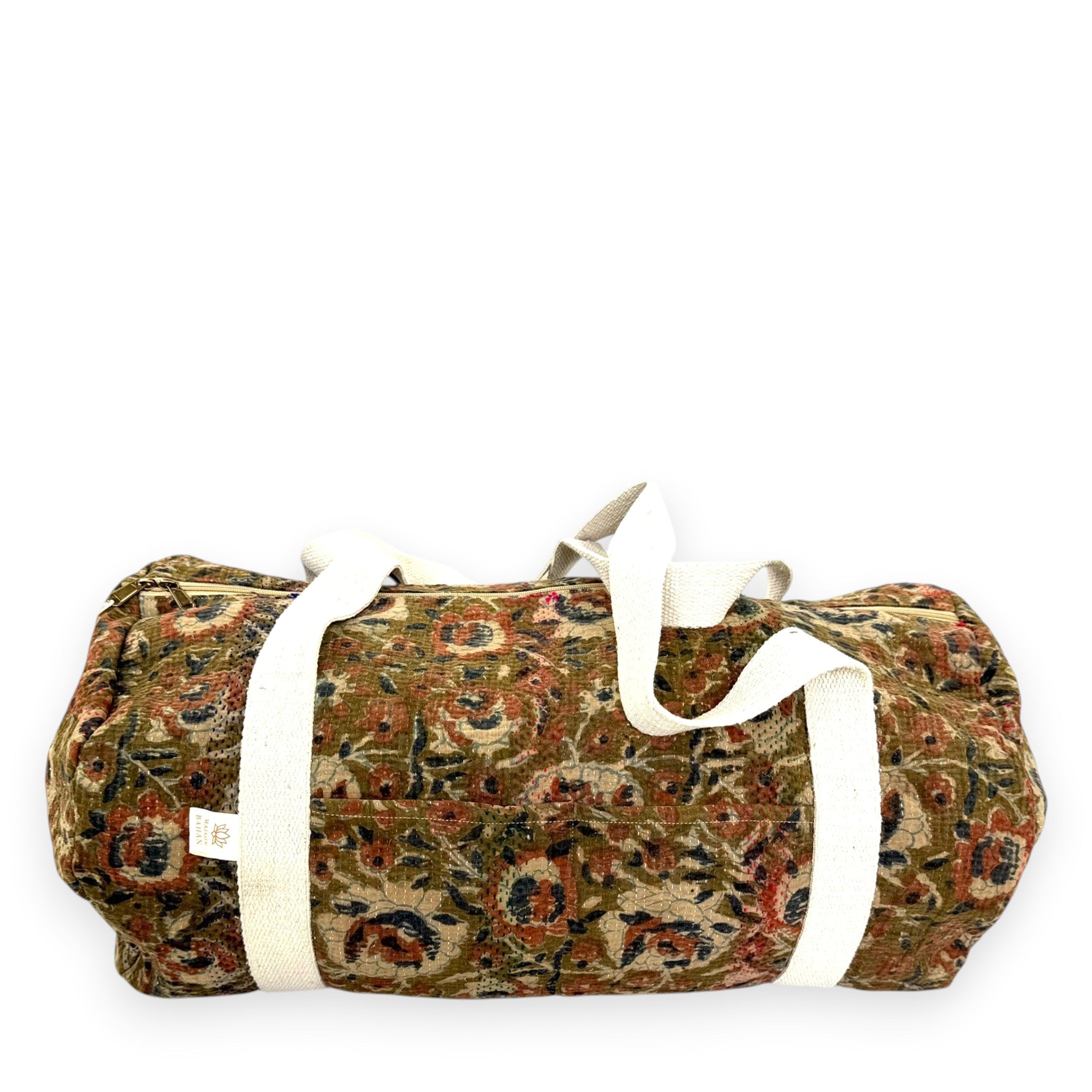 Sac week-end femme Kantha Bagru en coton artisanal vintage sac de voyage bohème Maison Bahan