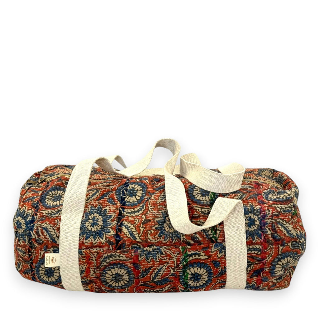 Sac week-end femme Kantha Bagru en coton artisanal vintage sac de voyage bohème Maison Bahan