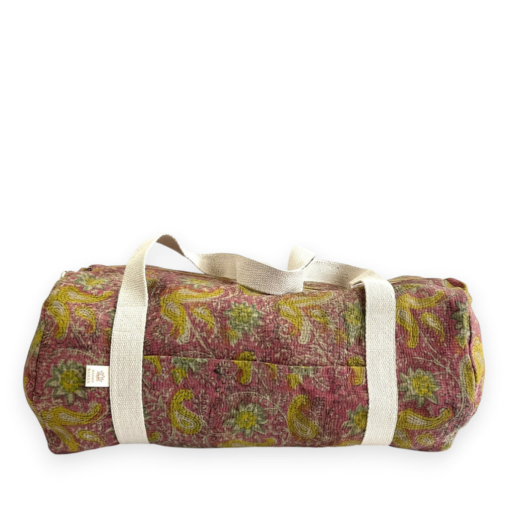 Sac week-end femme Kantha Bagru en coton artisanal vintage sac de voyage bohème Maison Bahan