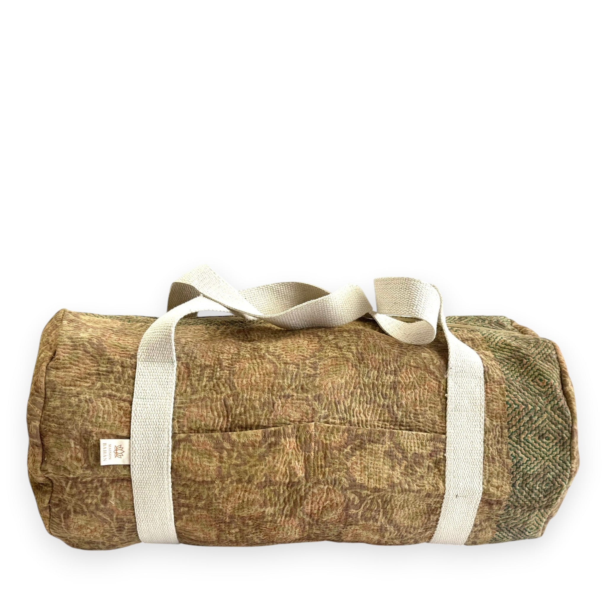 Sac week-end femme Kantha Bagru en coton artisanal vintage sac de voyage bohème Maison Bahan