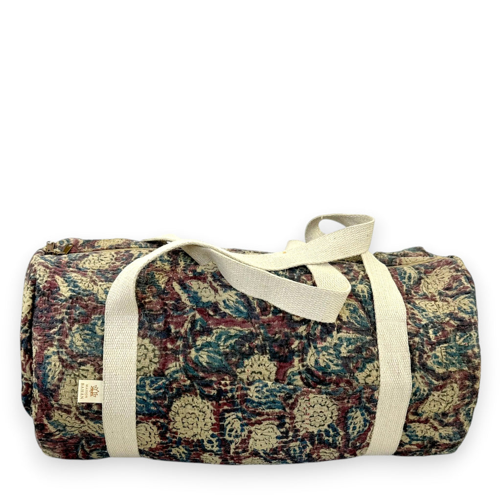 Sac week-end femme Kantha Bagru en coton artisanal vintage sac de voyage bohème Maison Bahan