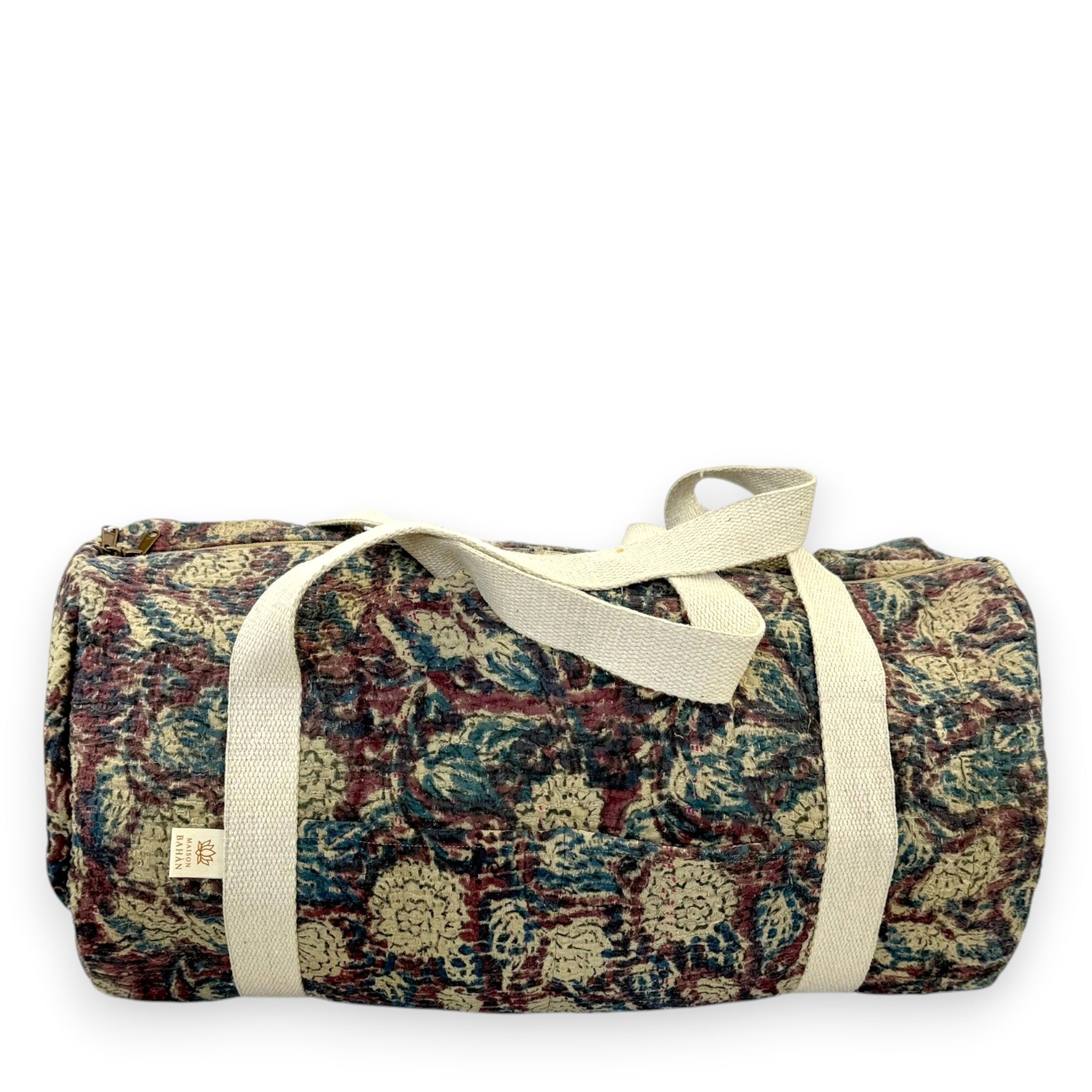 Sac week-end femme Kantha Bagru en coton artisanal vintage sac de voyage bohème Maison Bahan