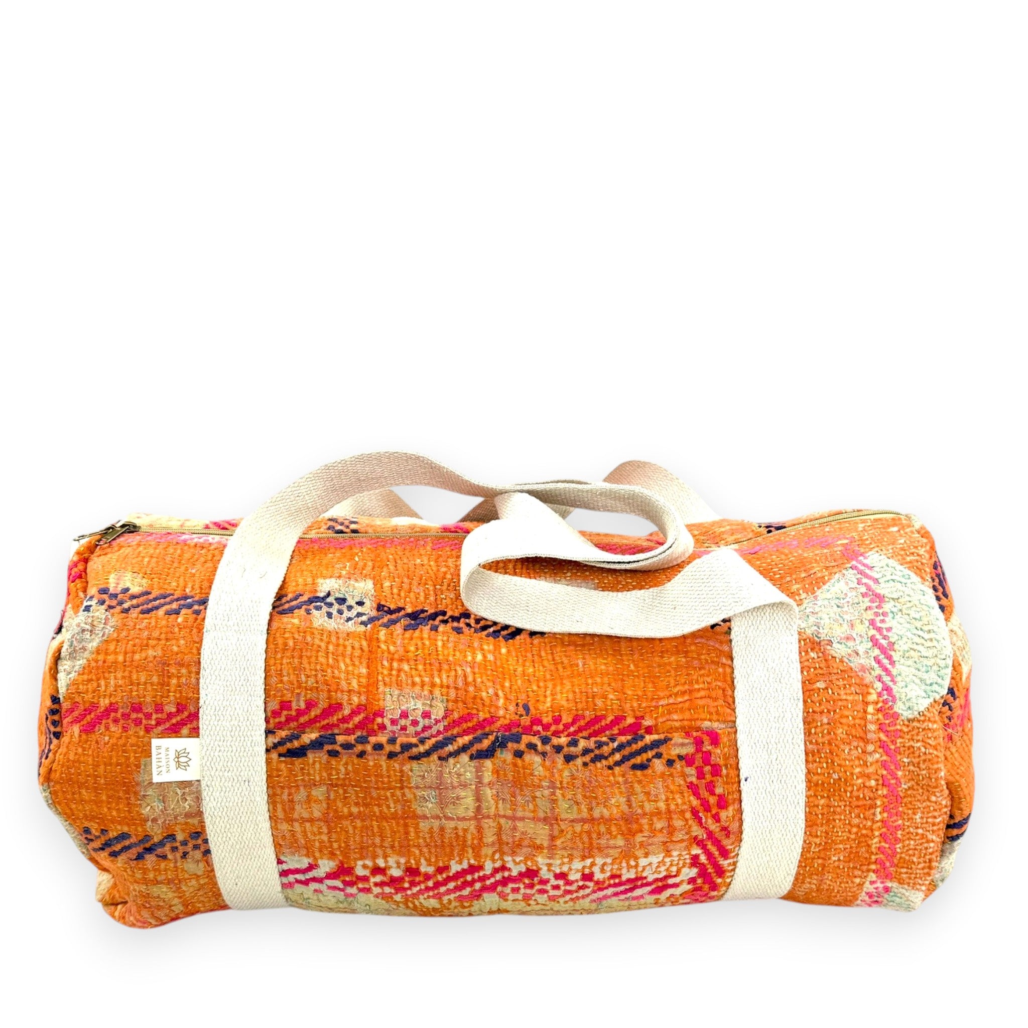 Sac week-end femme Kantha Bagru en coton artisanal vintage sac de voyage bohème Maison Bahan