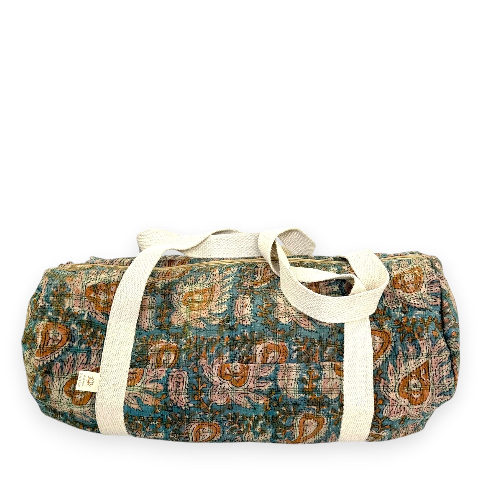 Sac week-end femme Kantha Bagru en coton artisanal vintage sac de voyage bohème Maison Bahan