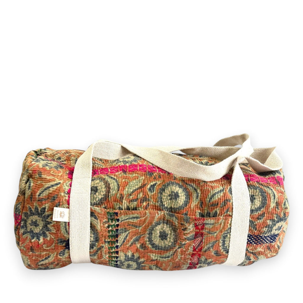 Sac week-end femme Kantha Bagru en coton artisanal vintage sac de voyage bohème Maison Bahan
