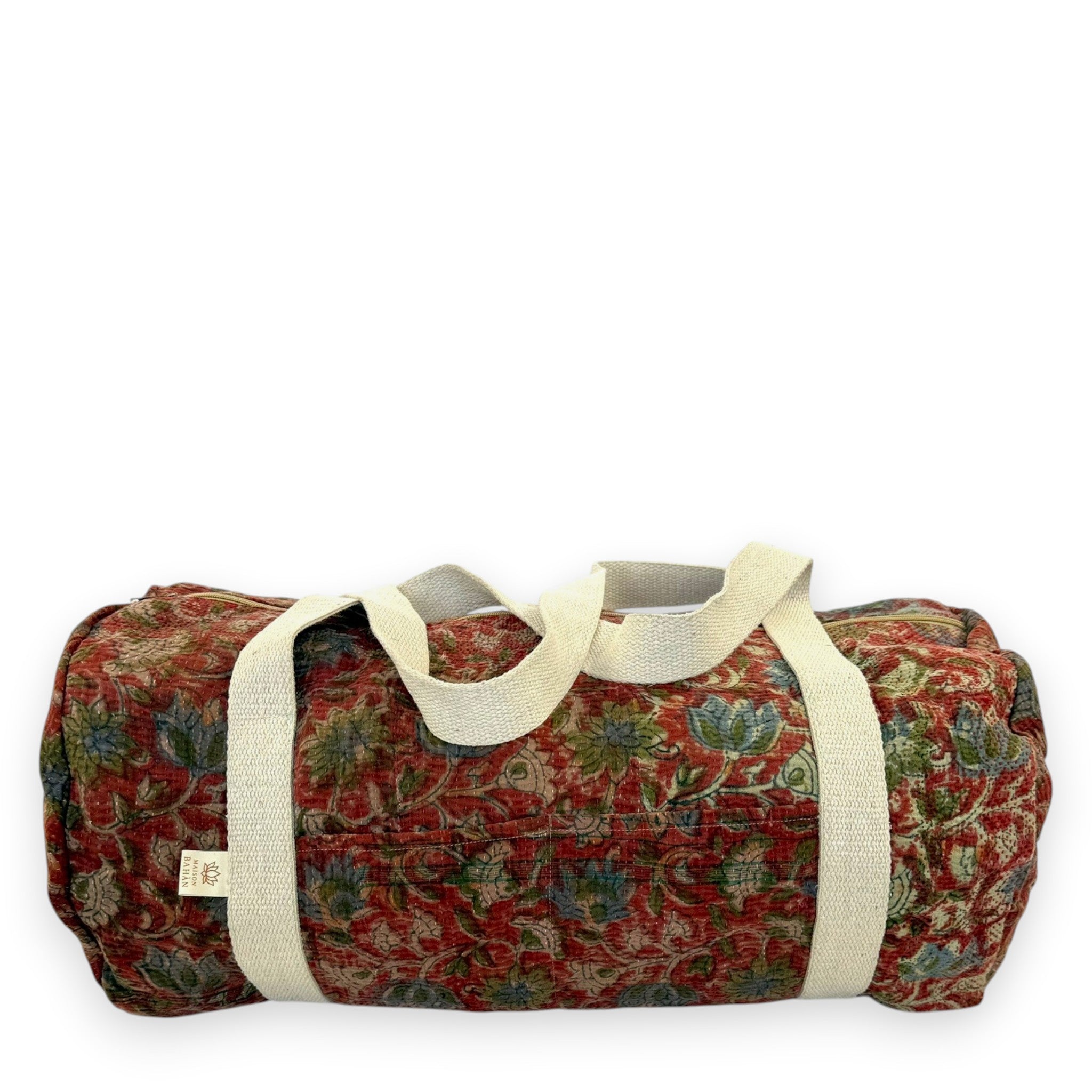 Sac week-end femme Kantha Bagru en coton artisanal vintage sac de voyage bohème Maison Bahan