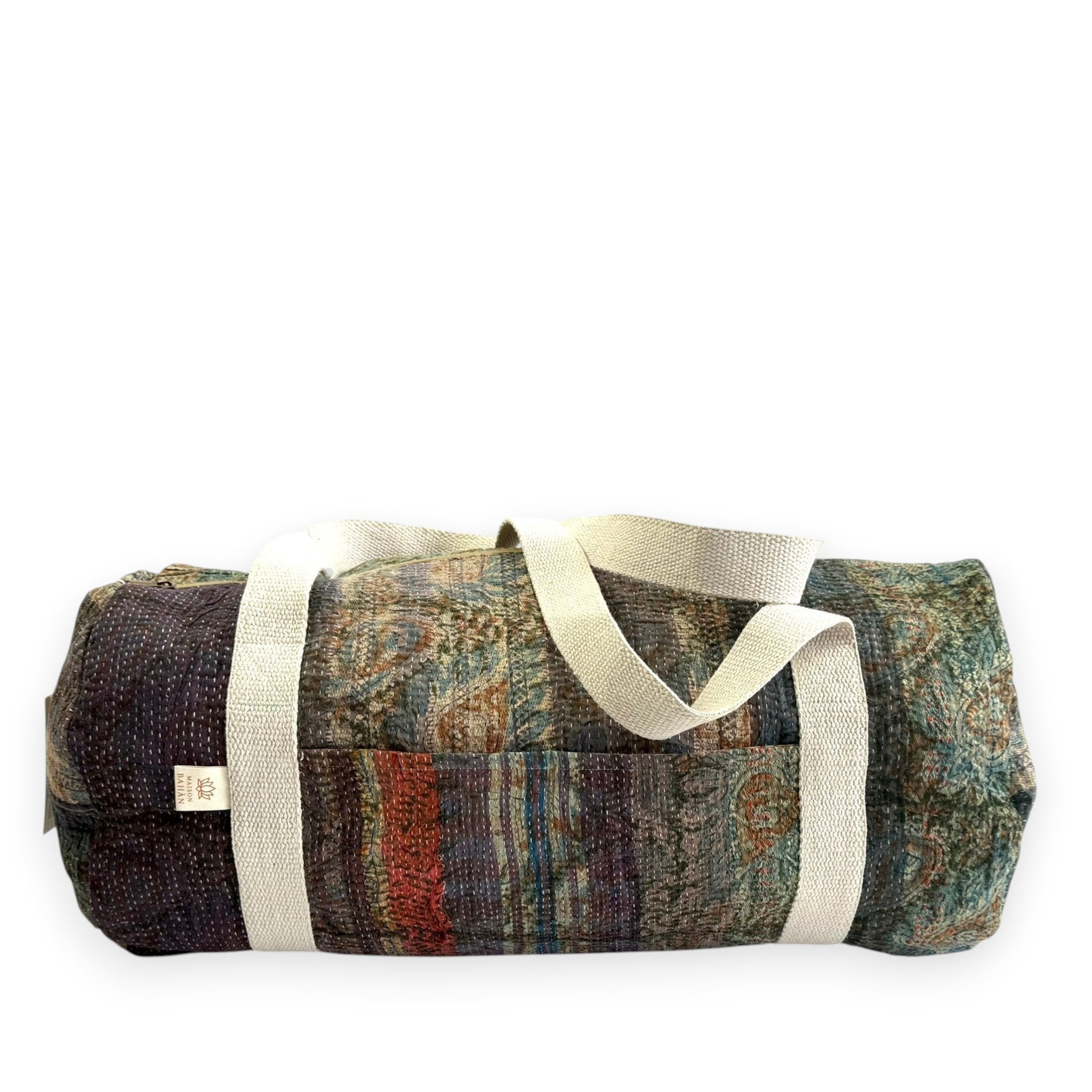 Sac week-end femme Kantha Bagru en coton artisanal vintage sac de voyage bohème Maison Bahan