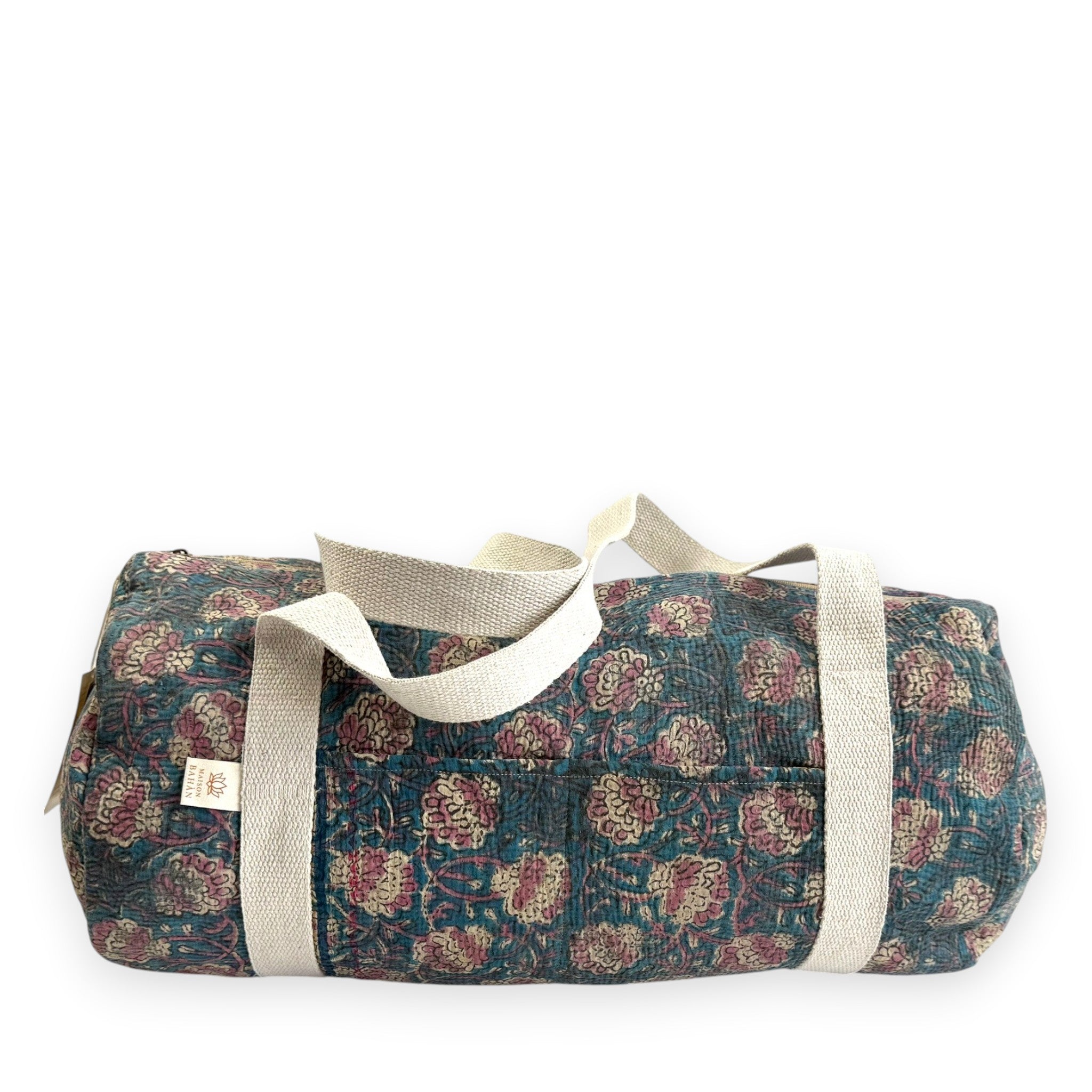 Sac week-end femme Kantha Bagru en coton artisanal vintage sac de voyage bohème Maison Bahan