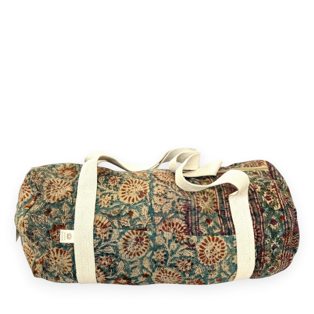 Sac week-end femme Kantha Bagru en coton artisanal vintage sac de voyage bohème Maison Bahan