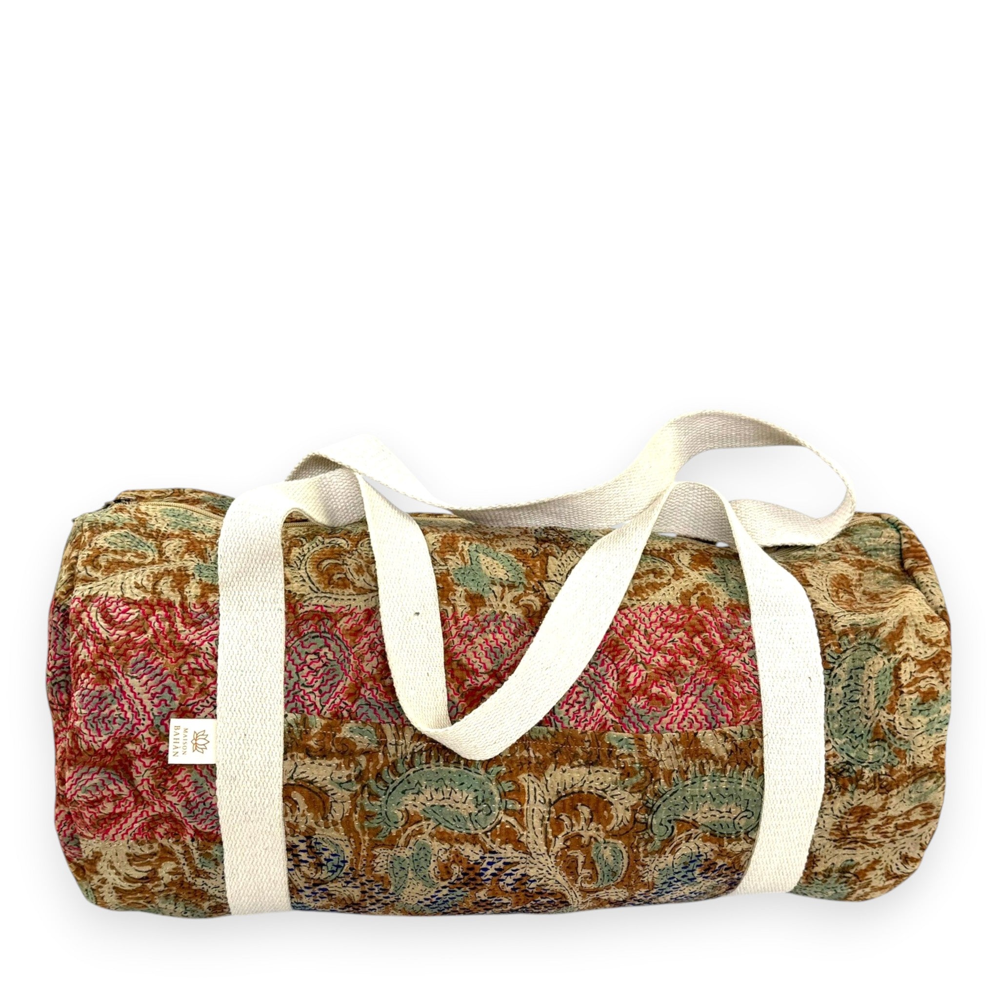 Sac week-end femme Kantha Bagru en coton artisanal vintage sac de voyage bohème Maison Bahan