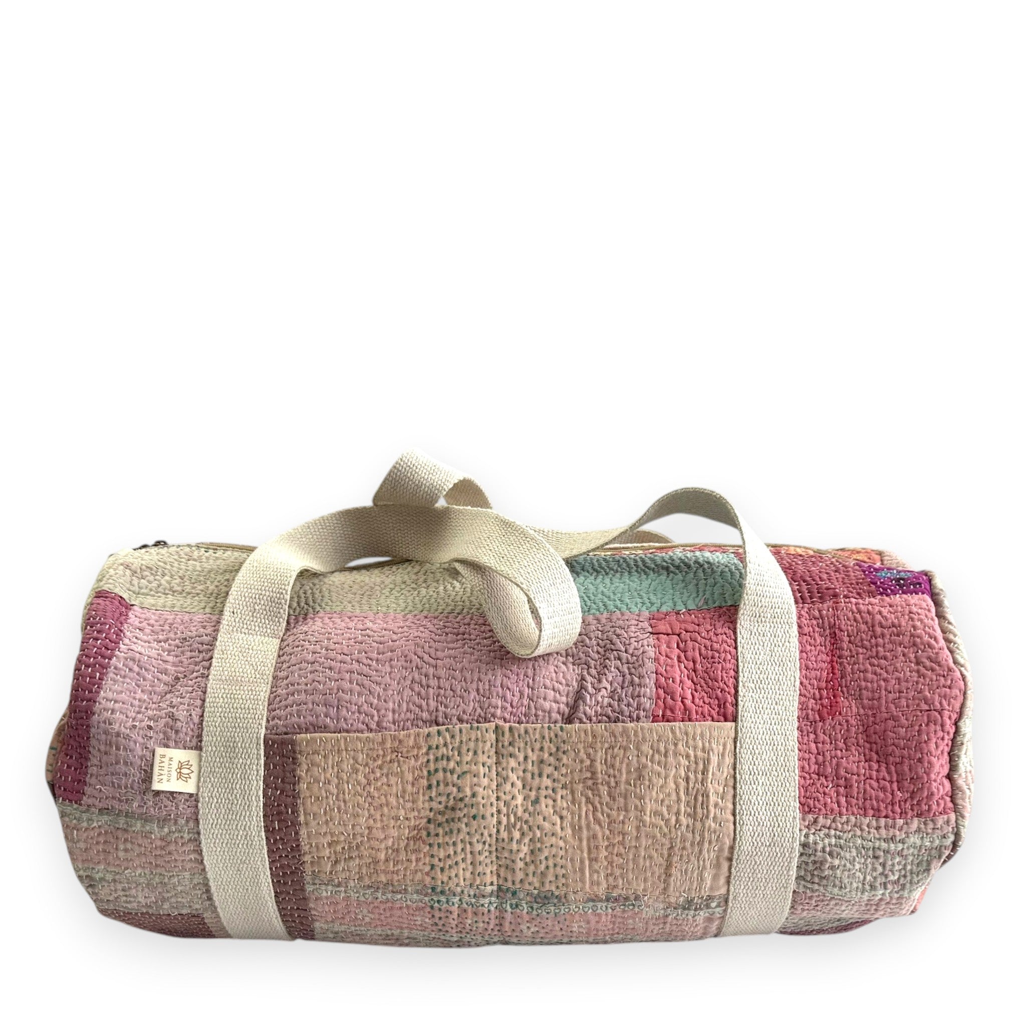 Sac week-end femme Kantha Bagru en coton artisanal vintage sac de voyage bohème Maison Bahan