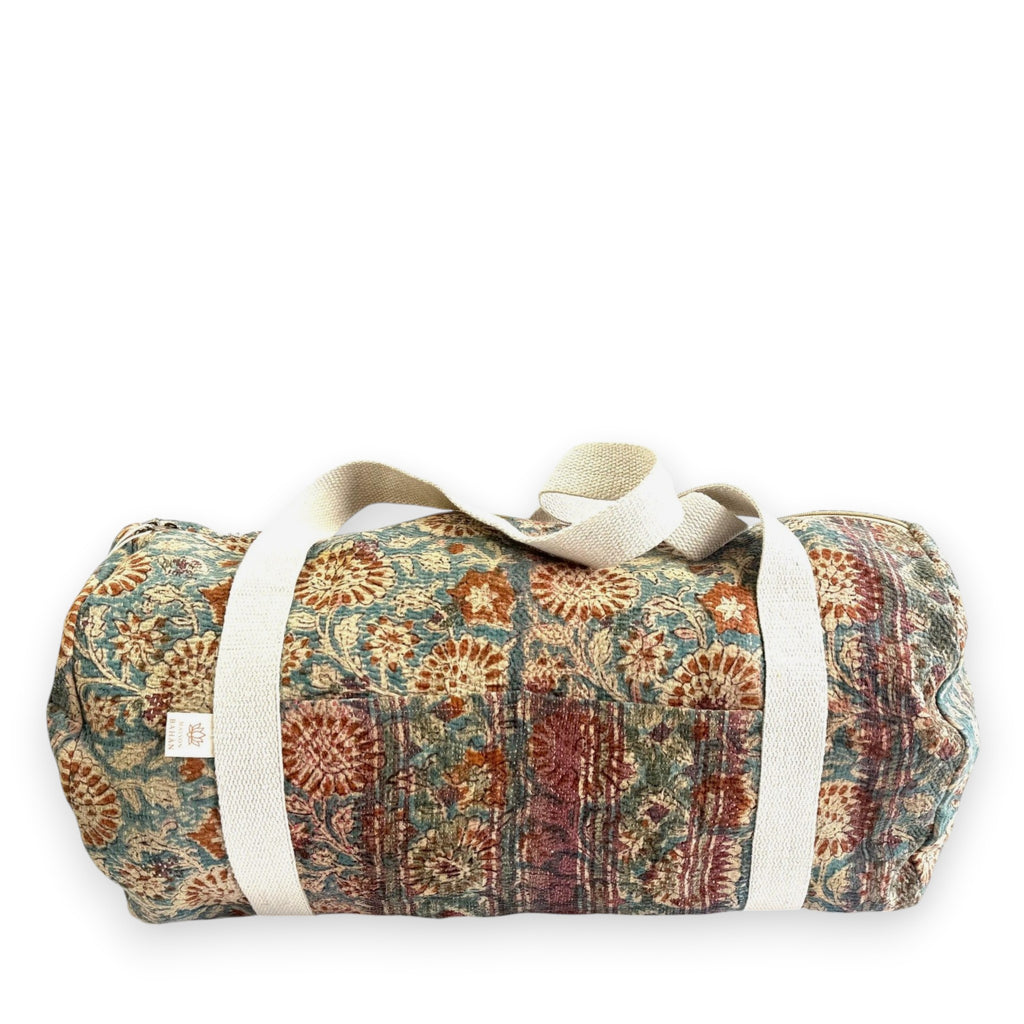 Sac week-end femme Kantha Bagru en coton artisanal vintage sac de voyage bohème Maison Bahan
