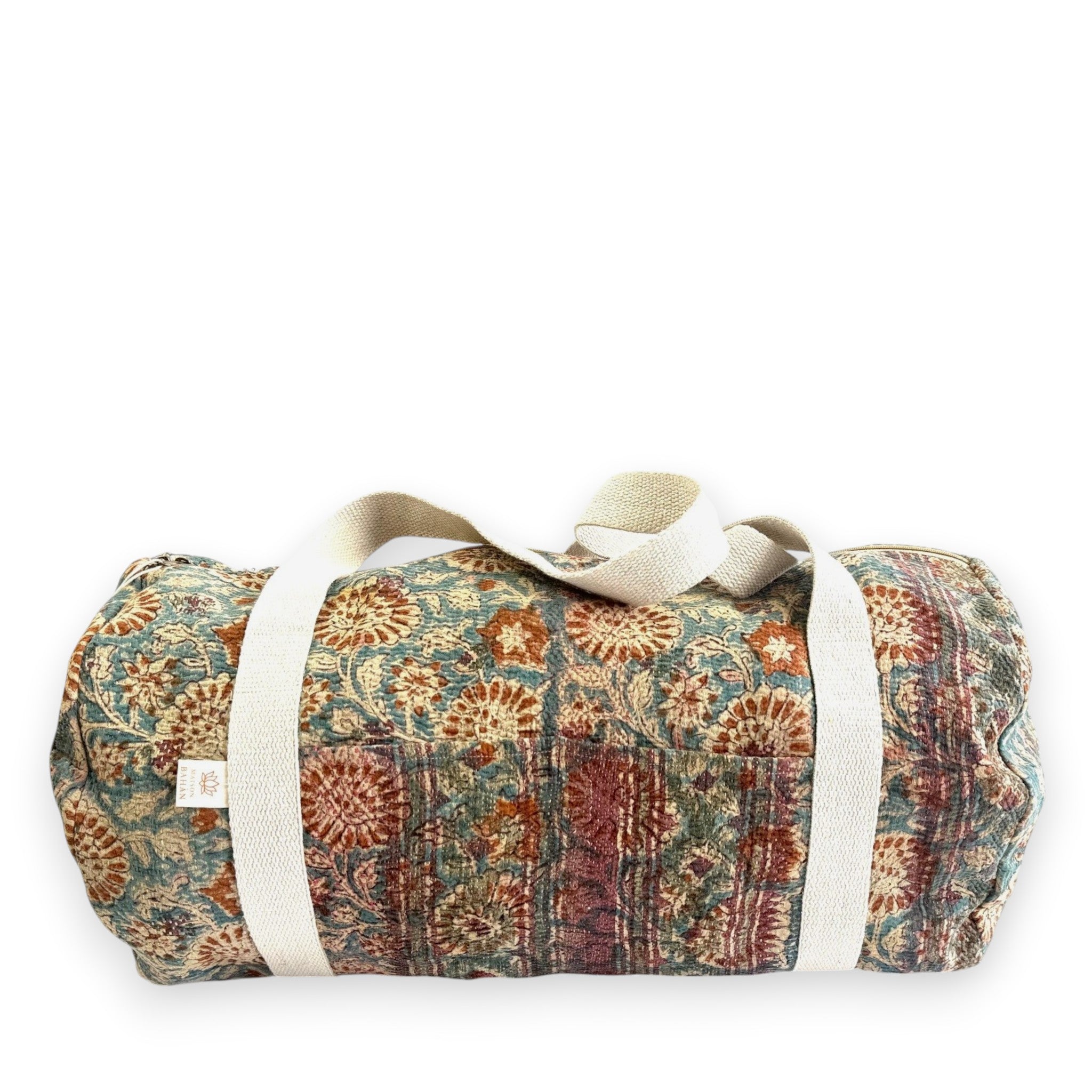 Sac week-end femme Kantha Bagru en coton artisanal vintage sac de voyage bohème Maison Bahan